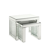 ACME Nysa - Accent Table - Mirrored & Faux Crystals Inlay - 16" | Meri Furniture