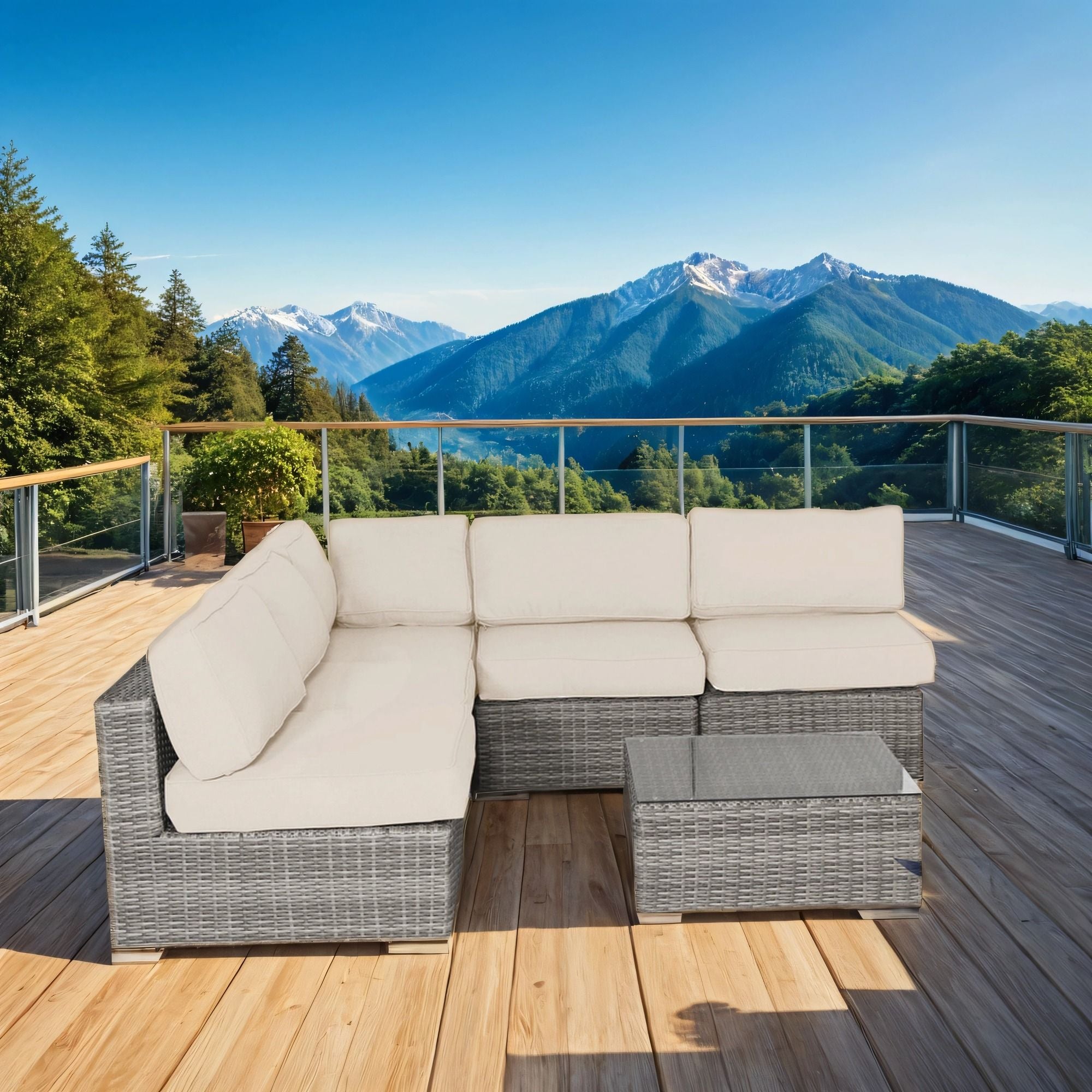 Seating Set With Cushions Handcrafted Wicker Design