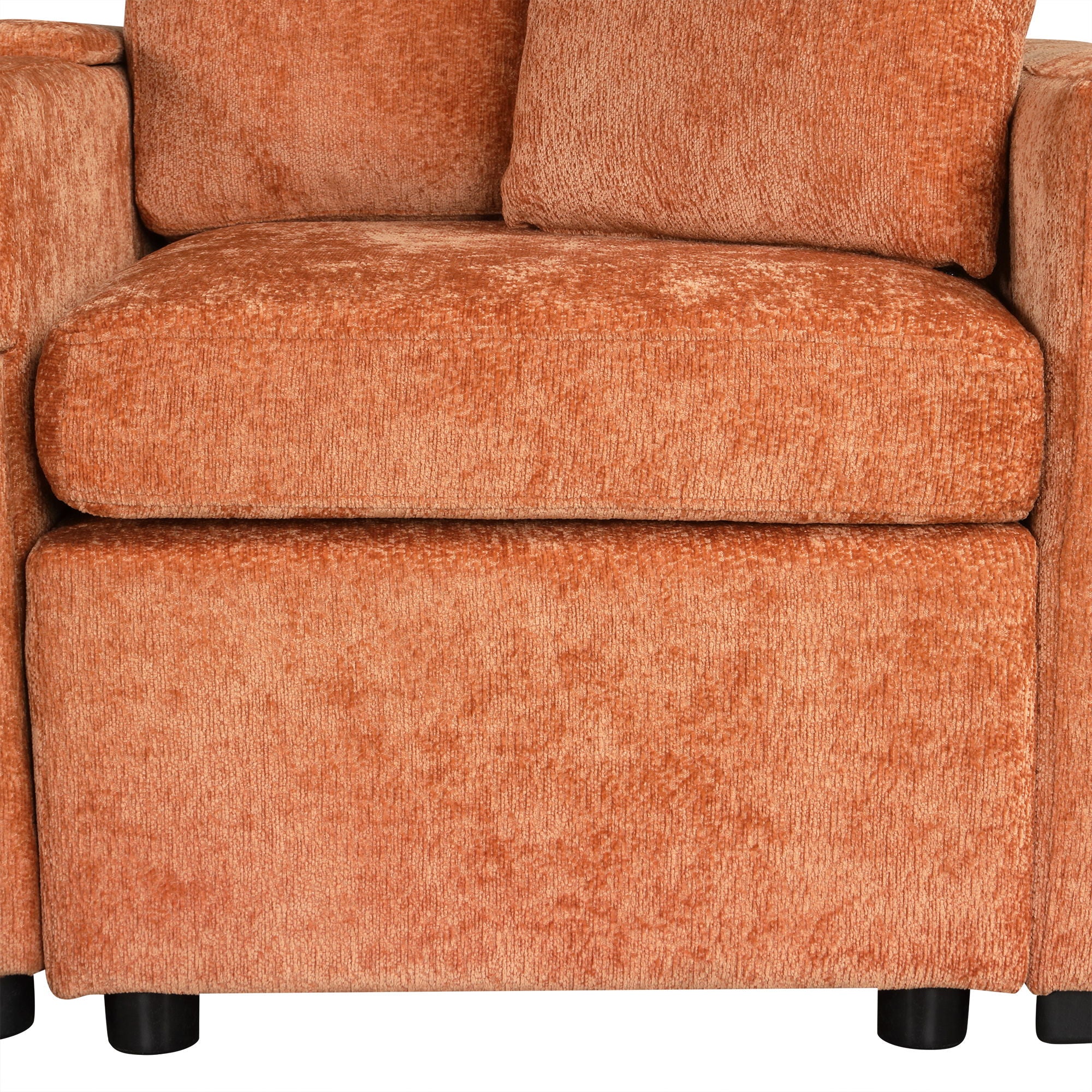 Contemporary L Shaped Convertible Sofa Bed With Pull Out Bed, Cup Holders, And Storage