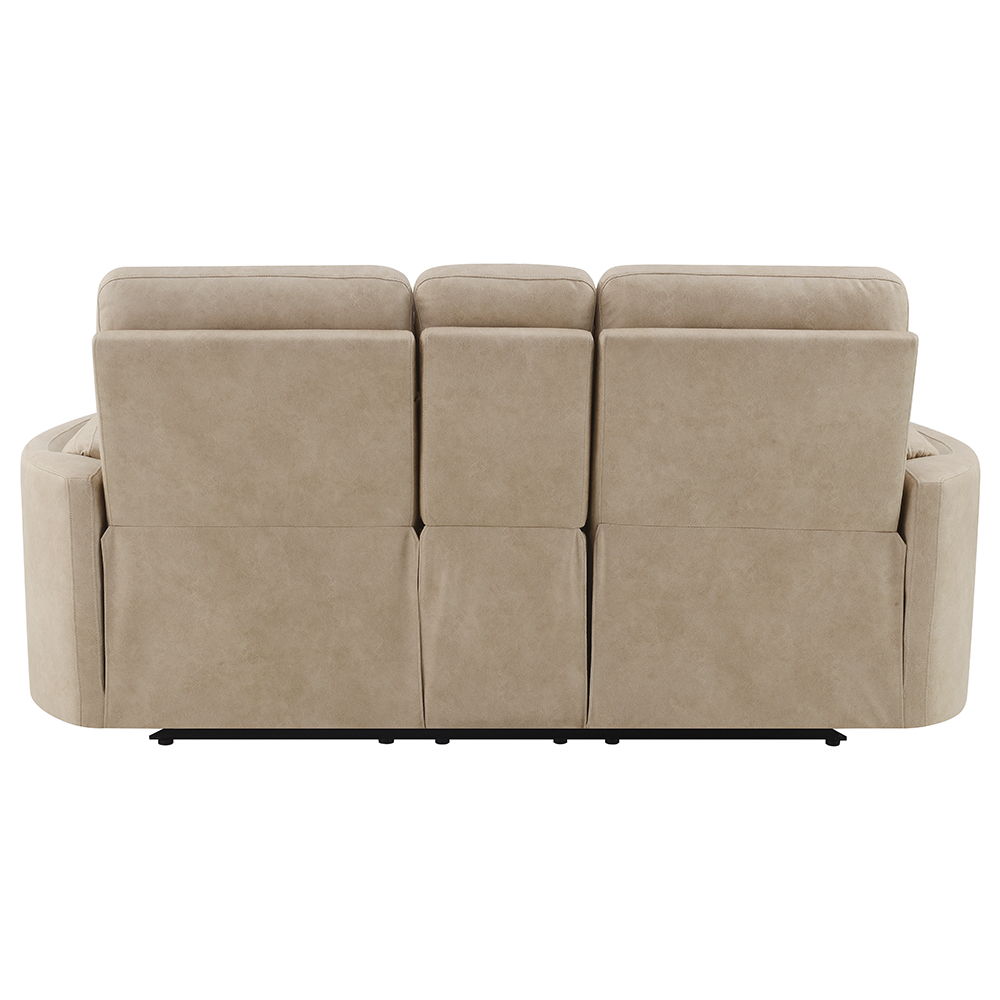 Elison - Motion Loveseat With Console - Dark Beige Polish Microfiber