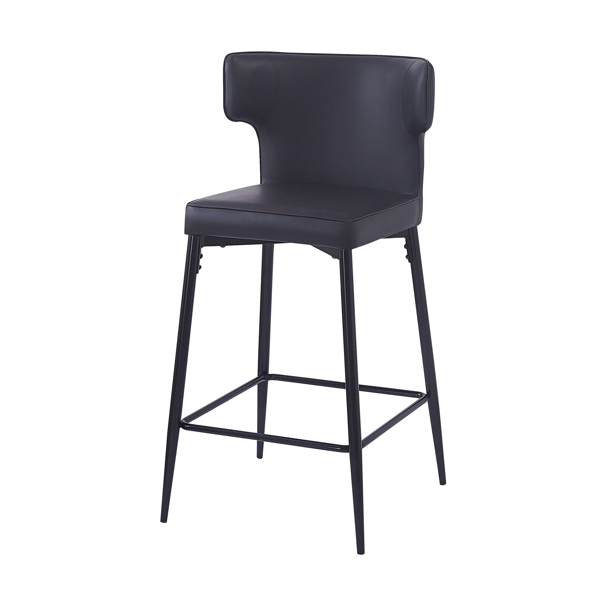 Modern Bar Stools With Upholstery And Metal Footrest (Set of 2)