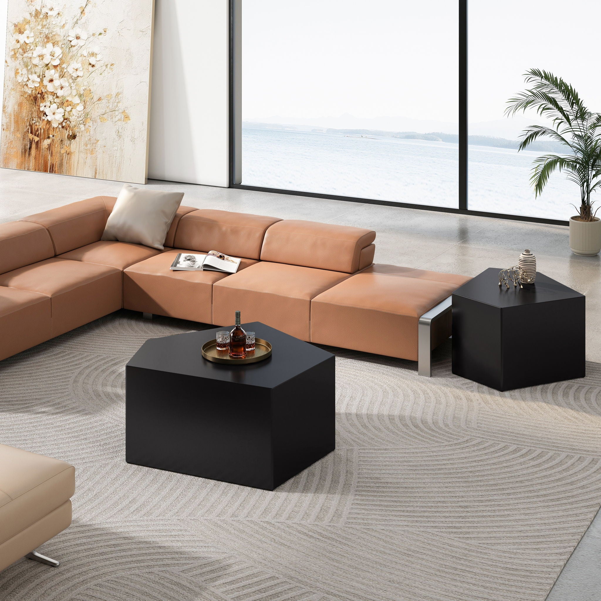 Irregular Pentagon Nesting Coffee Table Set