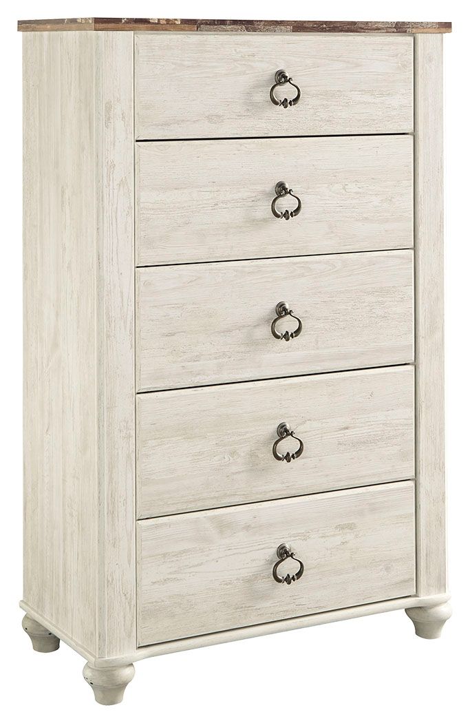 Ashley Furniture Willowton - Brown / Beige / White - Five Drawer Chest | Meri Furniture
