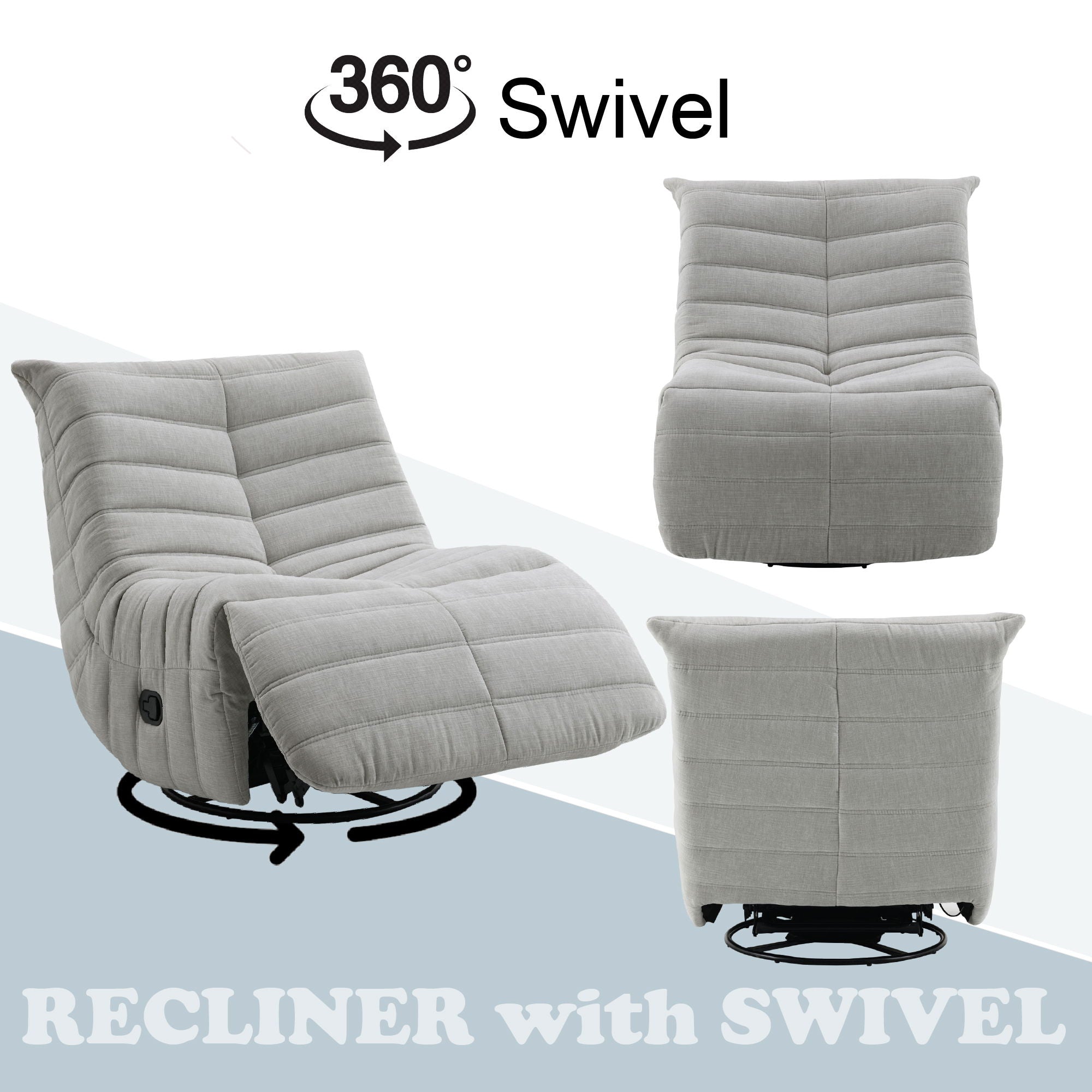 Glider Recliner With Swivel - Oyster Gray