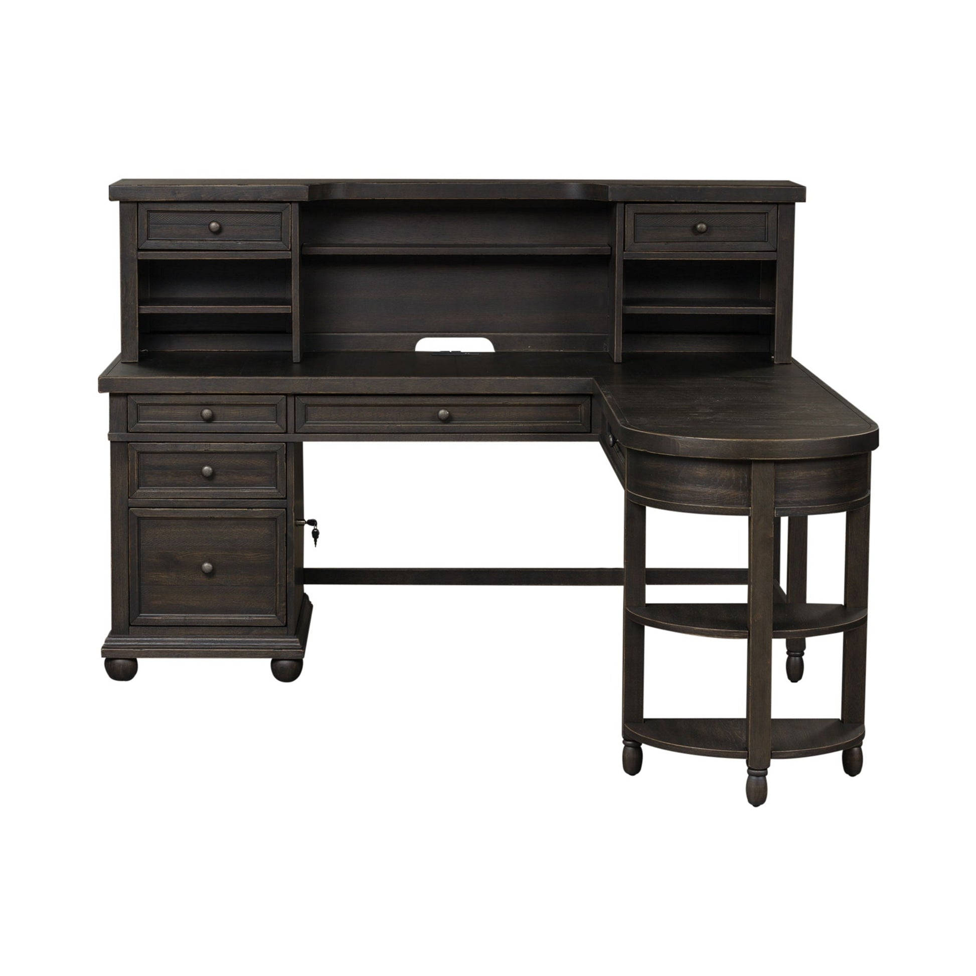 Liberty Furniture Harvest Home - L Shaped Desk Set With Hutch - Black | Meri Furniture