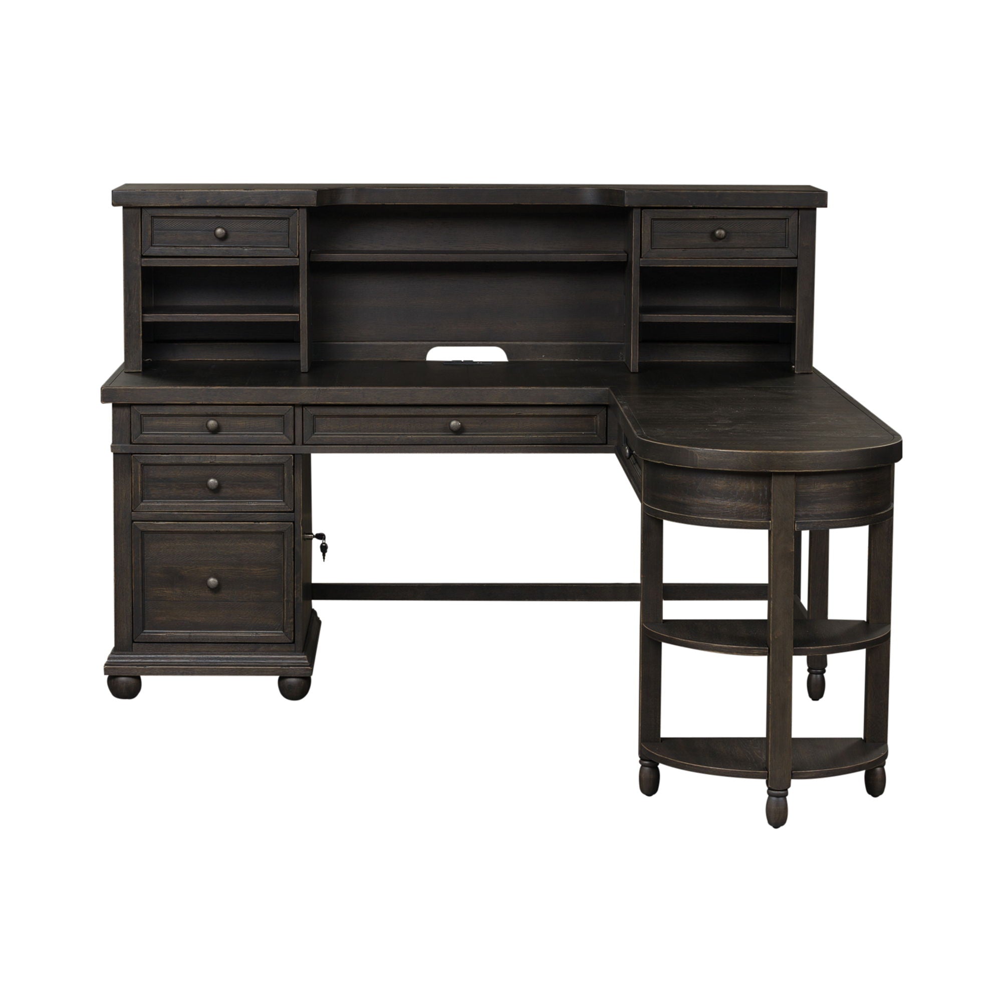 Liberty Furniture Harvest Home - L Shaped Desk Set With Hutch - Black | Meri Furniture