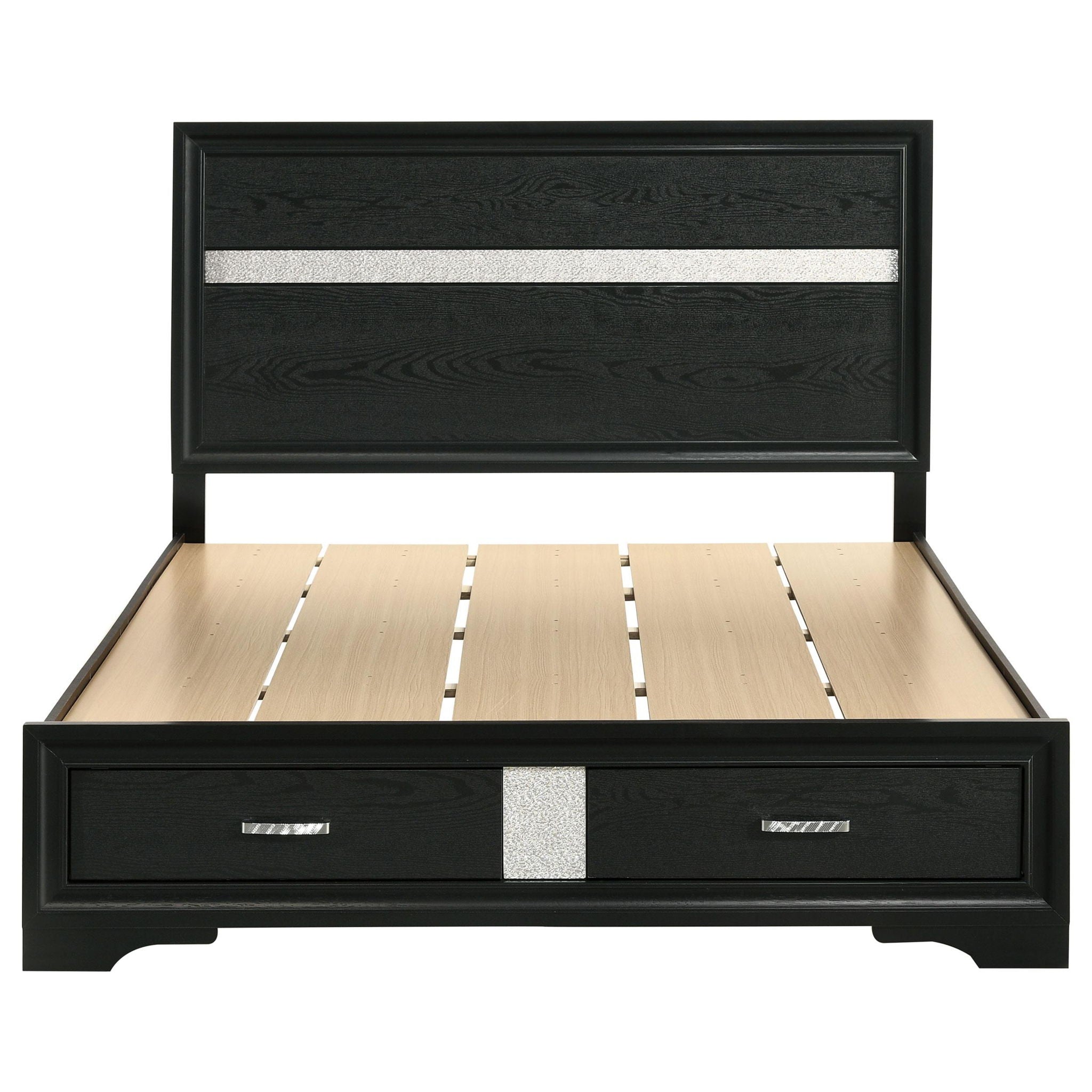 Miranda 51-inch Wood Queen Storage Panel Bed Black