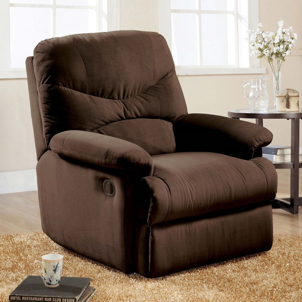 ACME The lovely Arcadia recliner offers comfort, style and value for any home. A smooth microfiber seat cushion provides relaxation from seat to toe with an easy to reach external handle for operating the reclining mechanism. | Meri Furniture