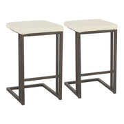 Roman - Industrial Counter Stool (Set of 2) - Antique Metal / Cream