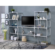 ACME Raegan - TV Stand - Clear Acrylic, Chrome & Clear Glass | Meri Furniture