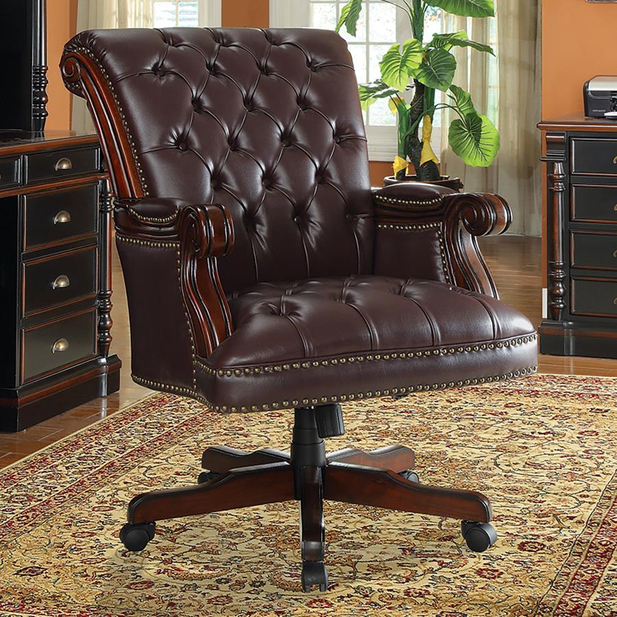Coaster Fine Furniture Calloway - Upholstered Executive Office Desk Chair - Dark Brown | Meri Furniture
