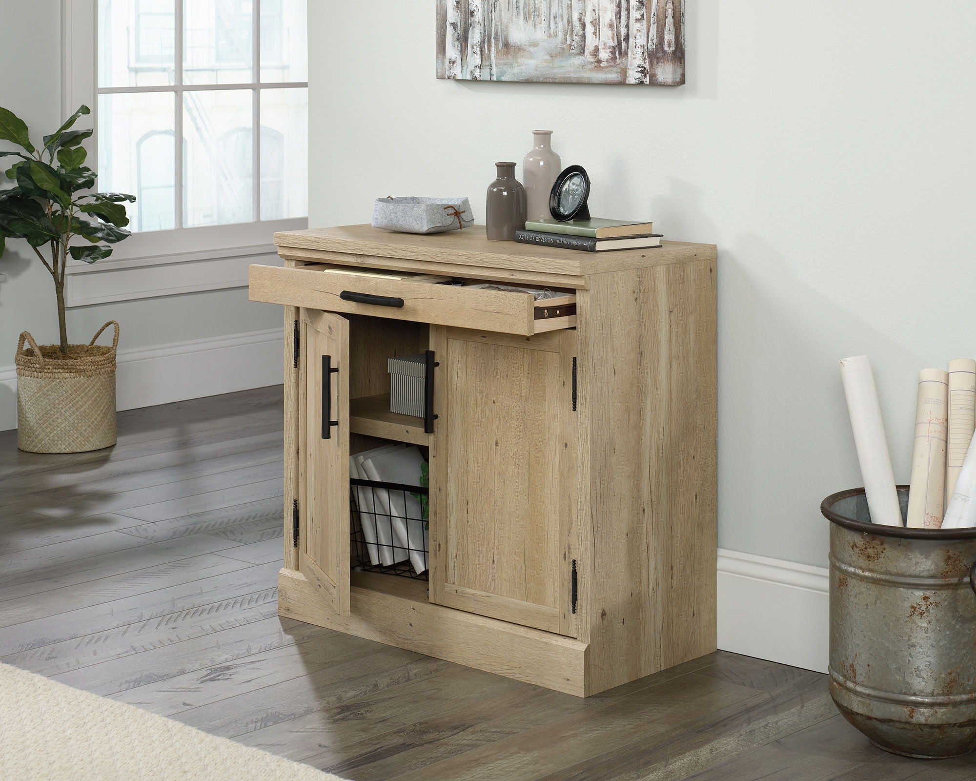 2-Door Library Cabinet with Prime Oak Finish