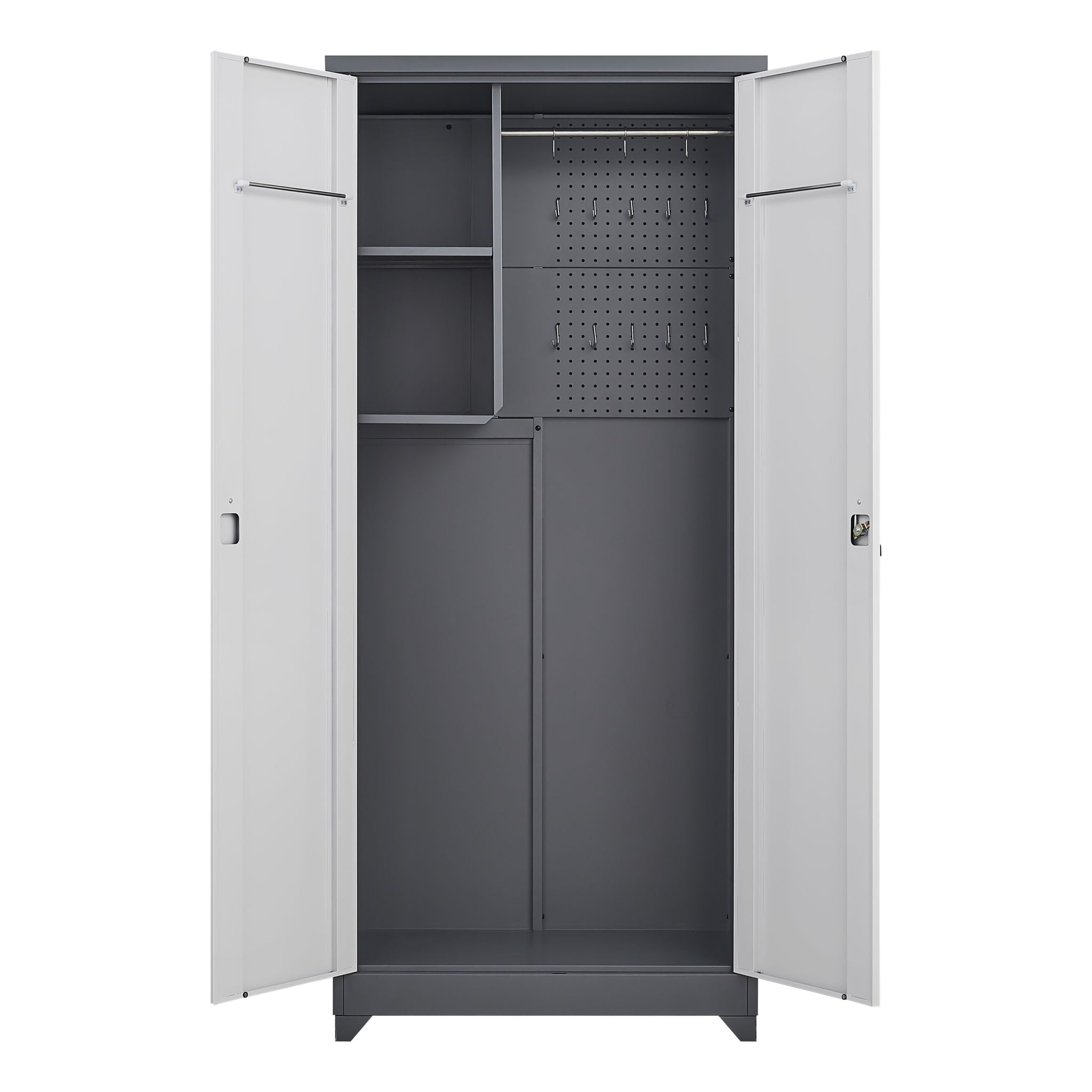 Outdoor Cabinet, Large Capacity Storage Vertical Tall Design With Shelves And Secure Lock