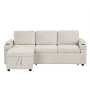 Convertible L Shaped Sofa Couch With Storage, Cup Holders, USB Ports