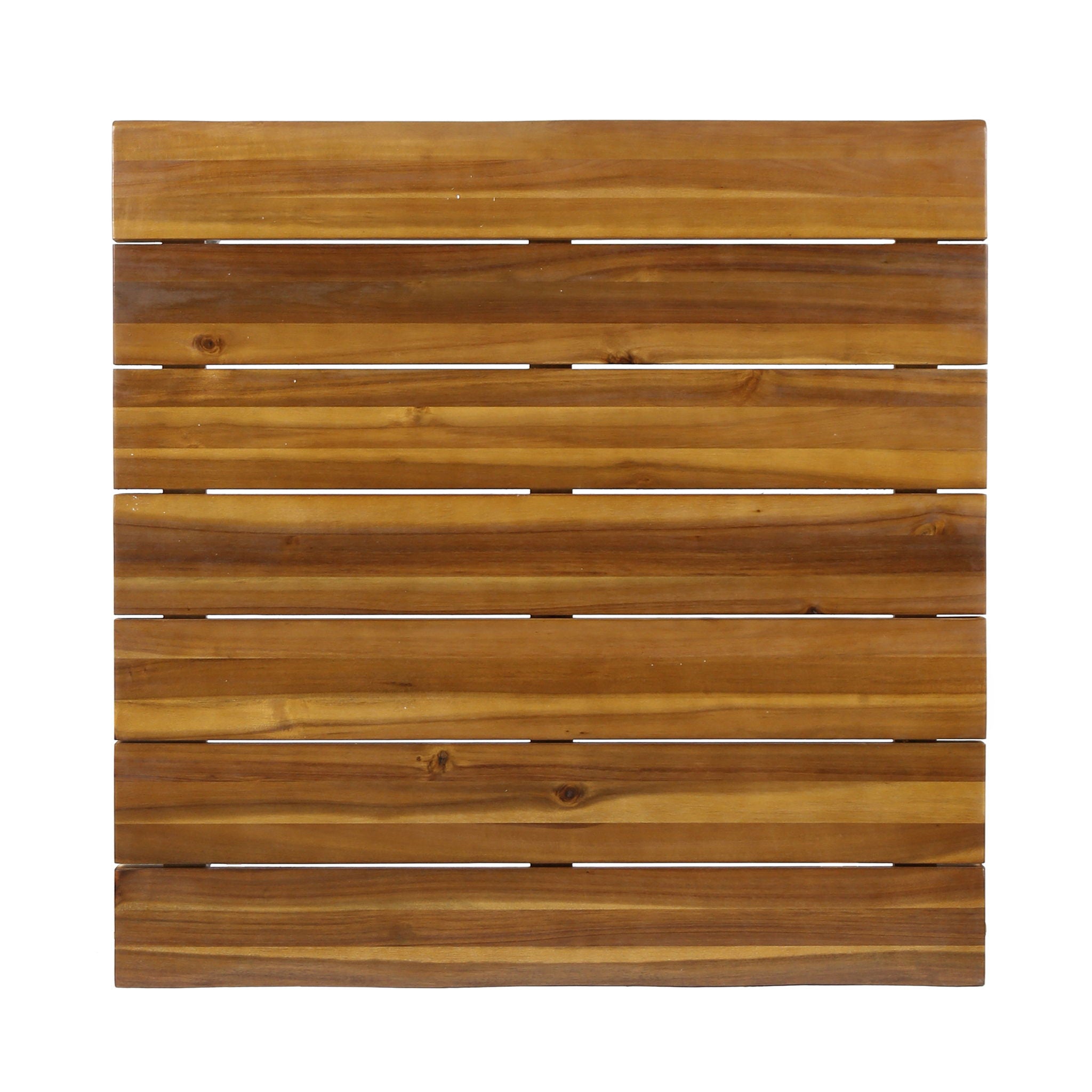 Outdoor Coffee Table With Slat Top And Metal Legs - Teak