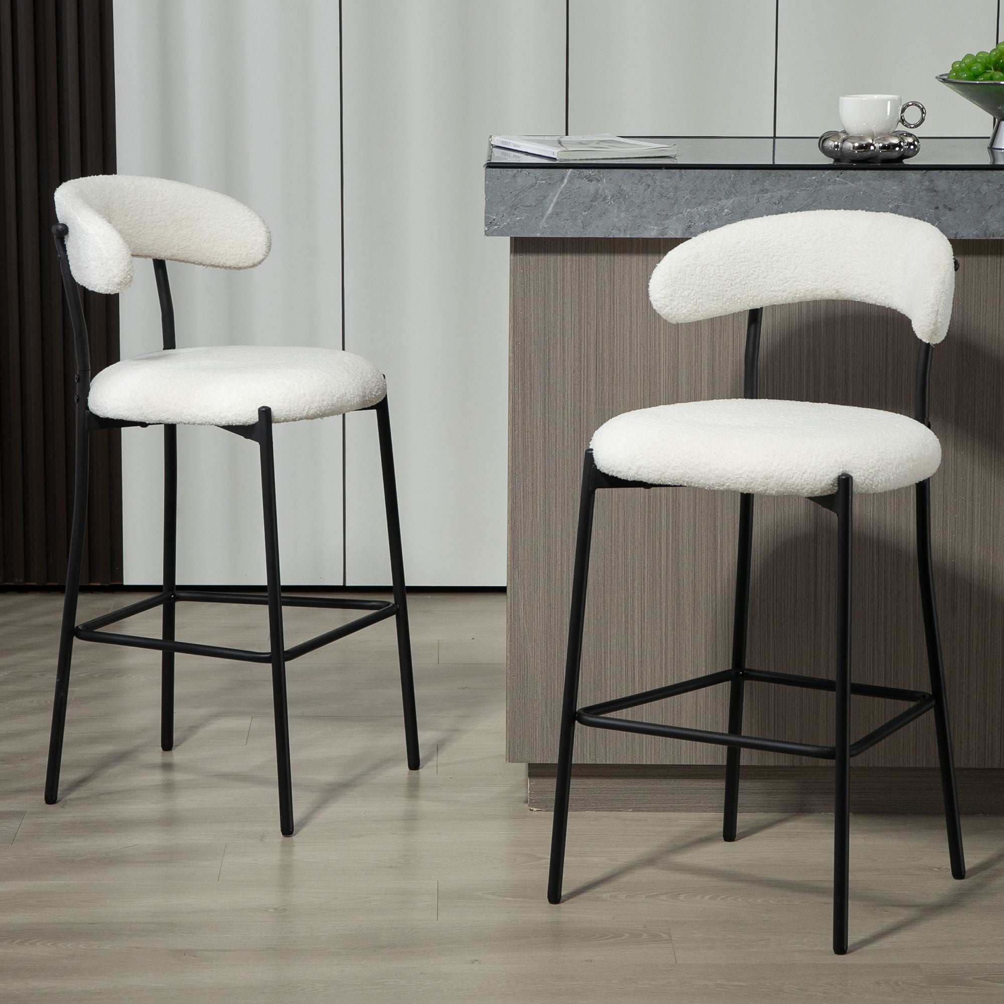 Counter Height Bar Stools With Powder Coating Base And Footrest