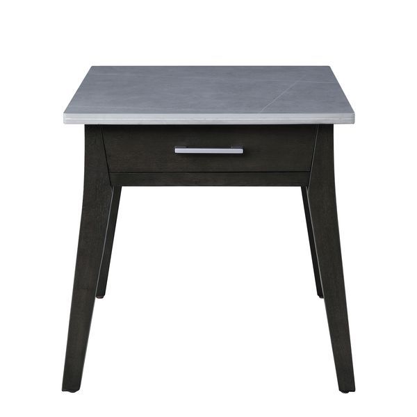 ACME Zemocryss - End Table - Marble & Dark Brown Finish | Meri Furniture