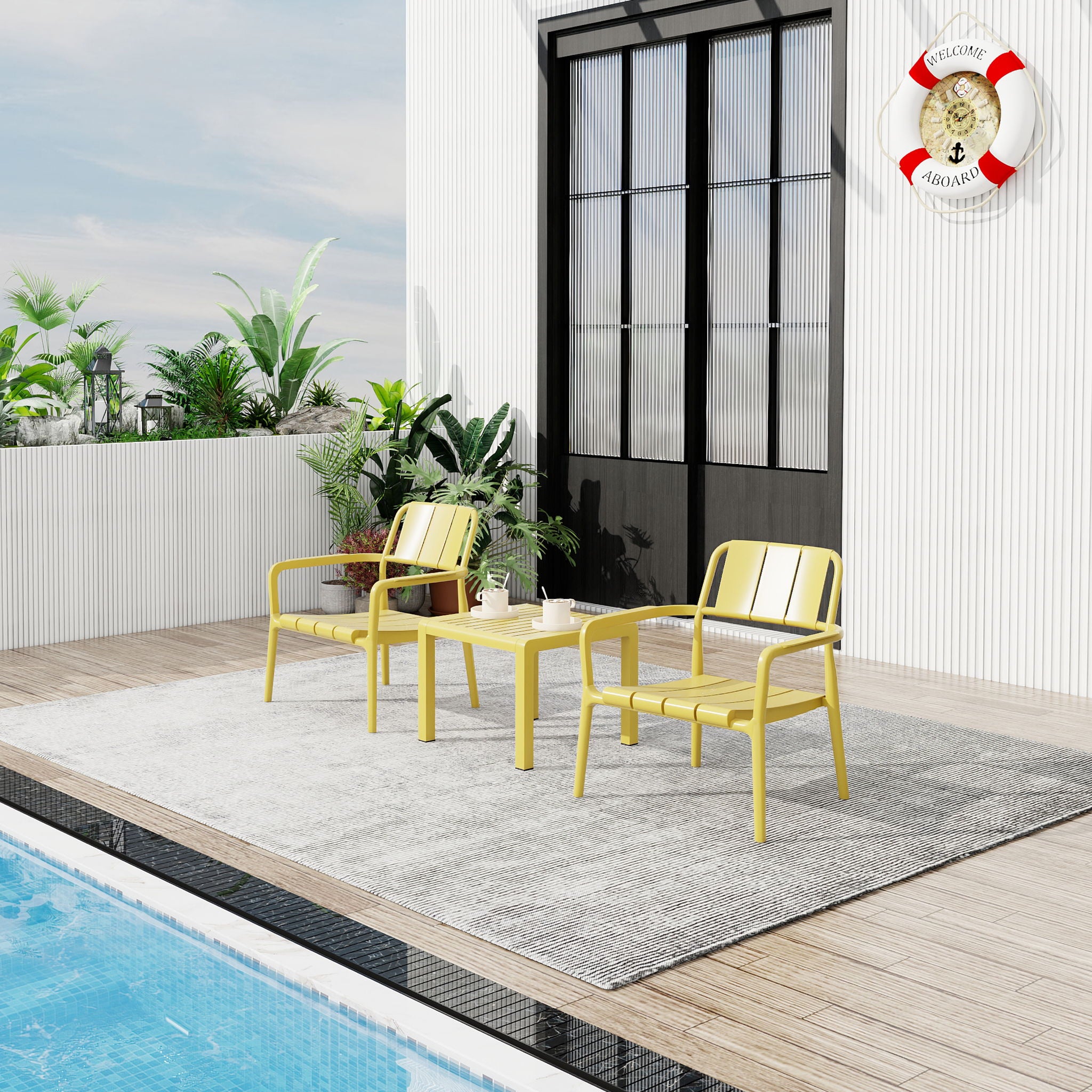3 Piece Indoor / Outdoor Leisure Table And Chair Set