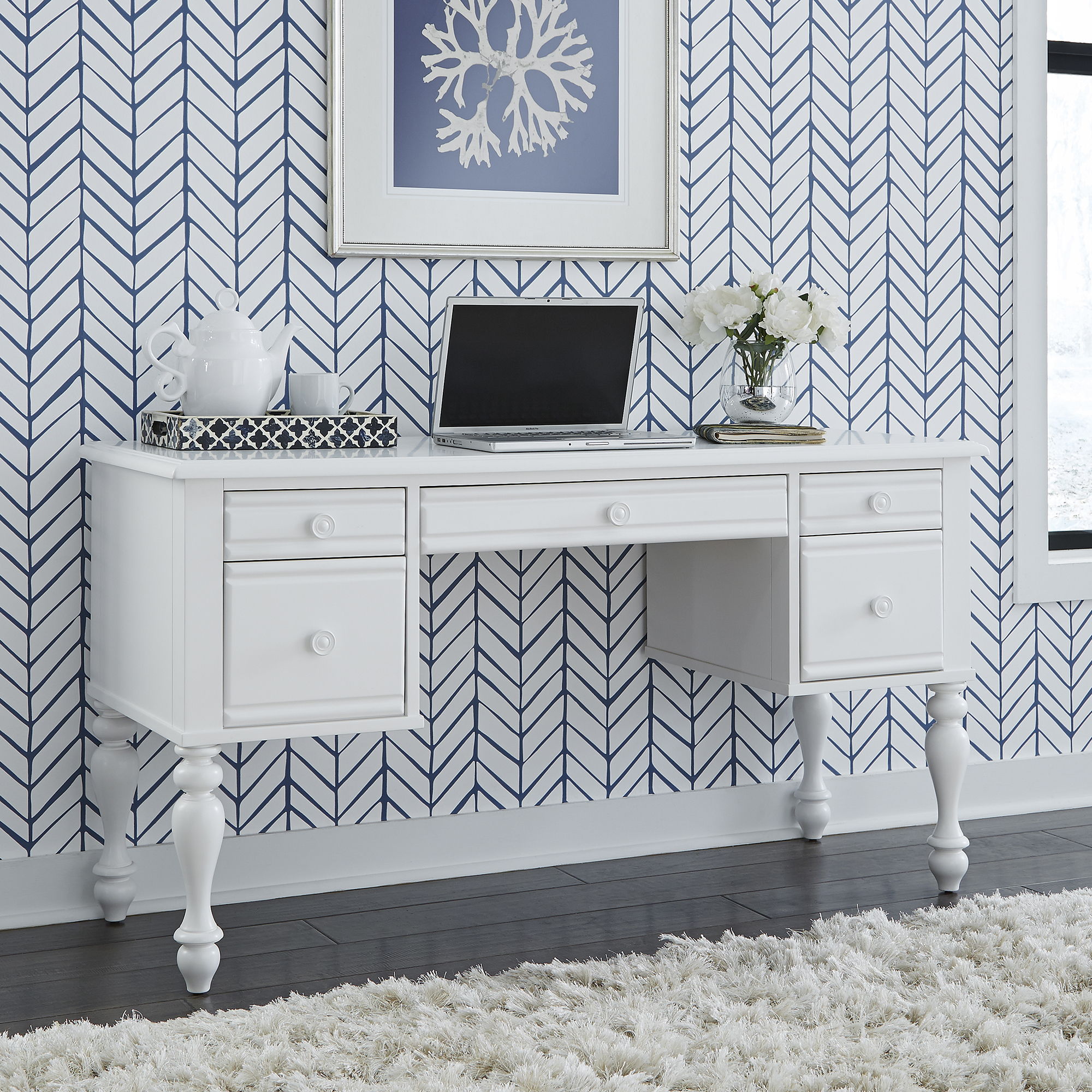 Liberty Furniture Summer House - Wood Vanity Desk - White | Meri Furniture