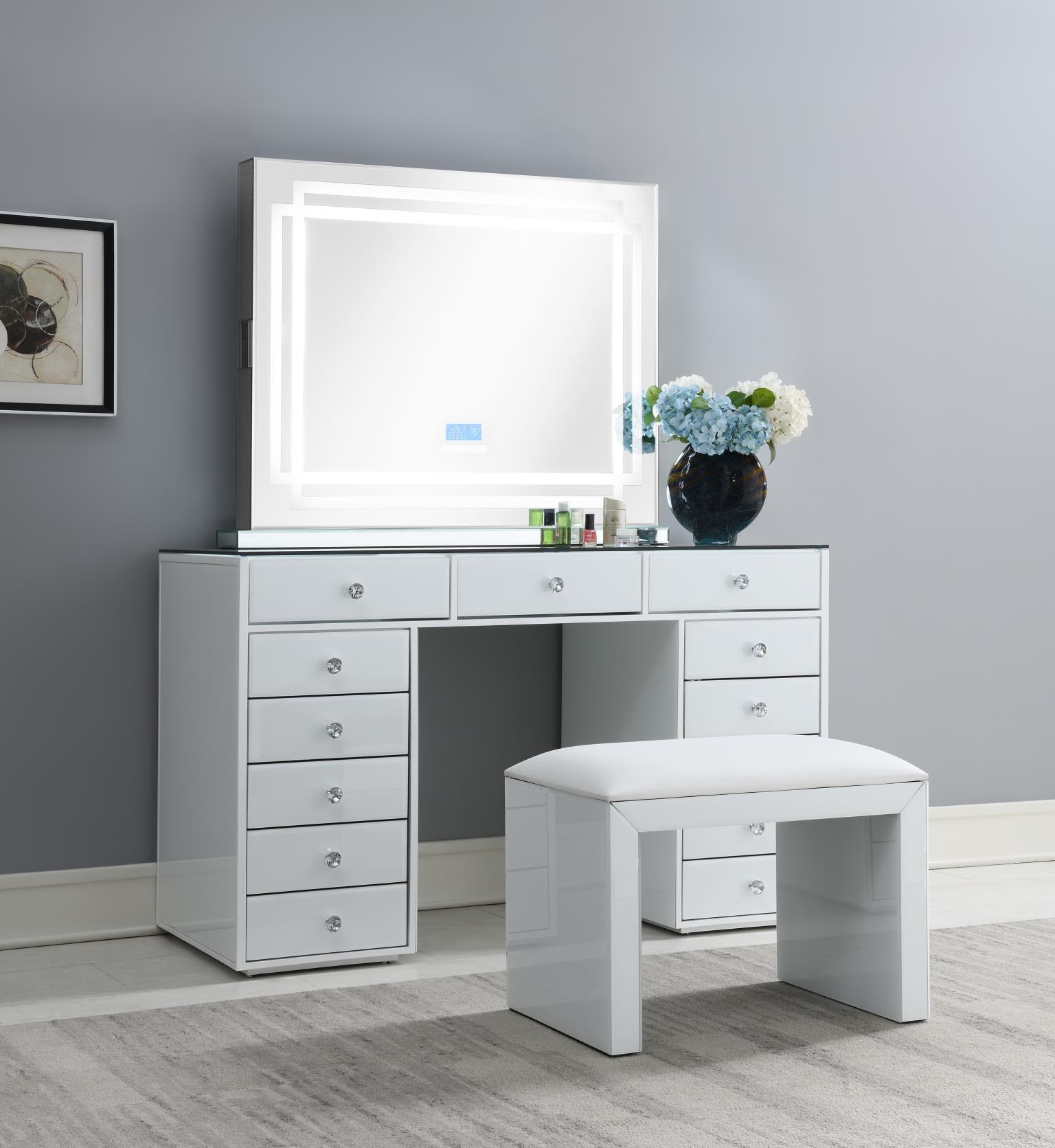 G-315 - Wood Vanity Stool - White