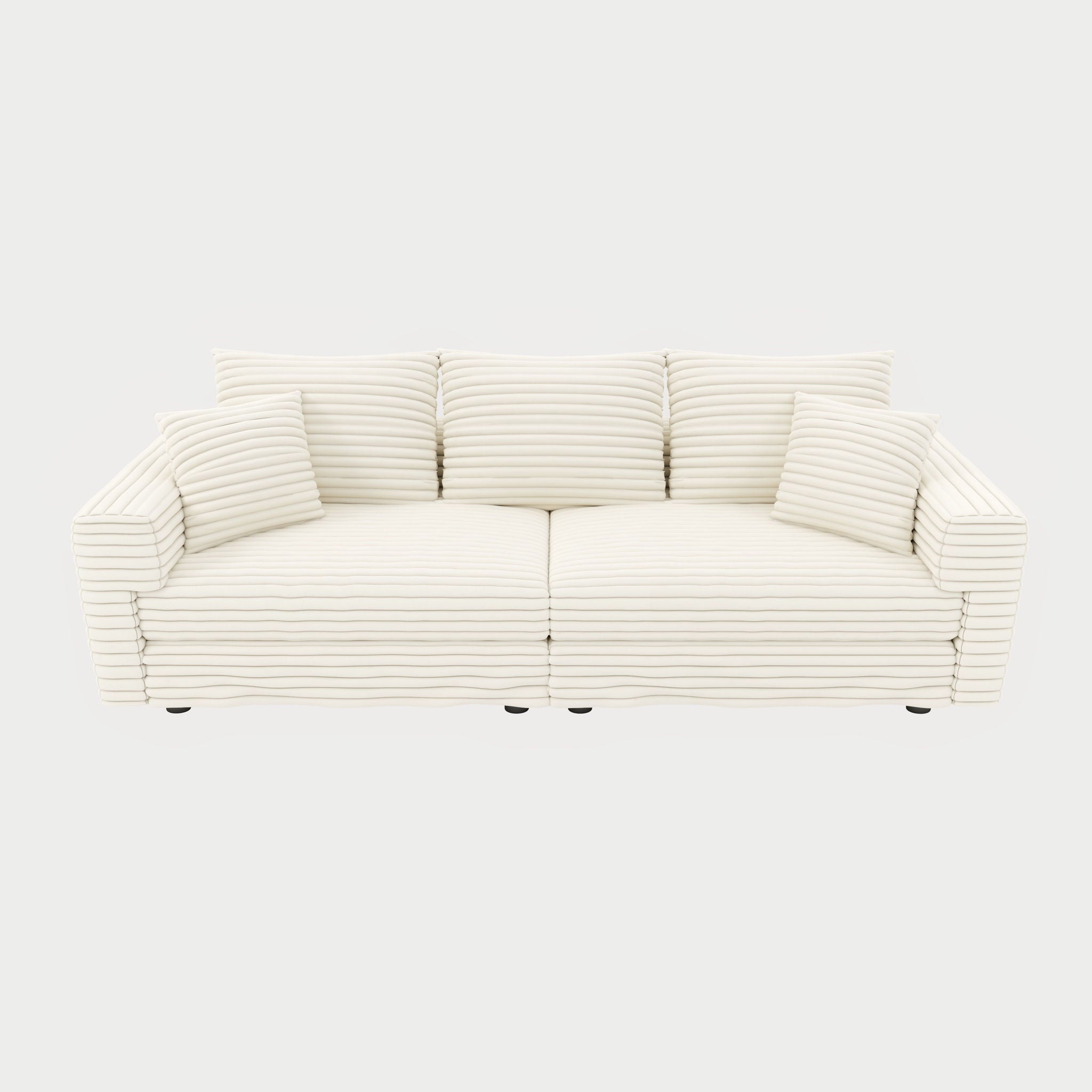 Plush Corduroy 4 Seat Sofa, Modern Comfy Upholstered Sofa Cloud Couch, Deep Seat Couches With Soft Pillows