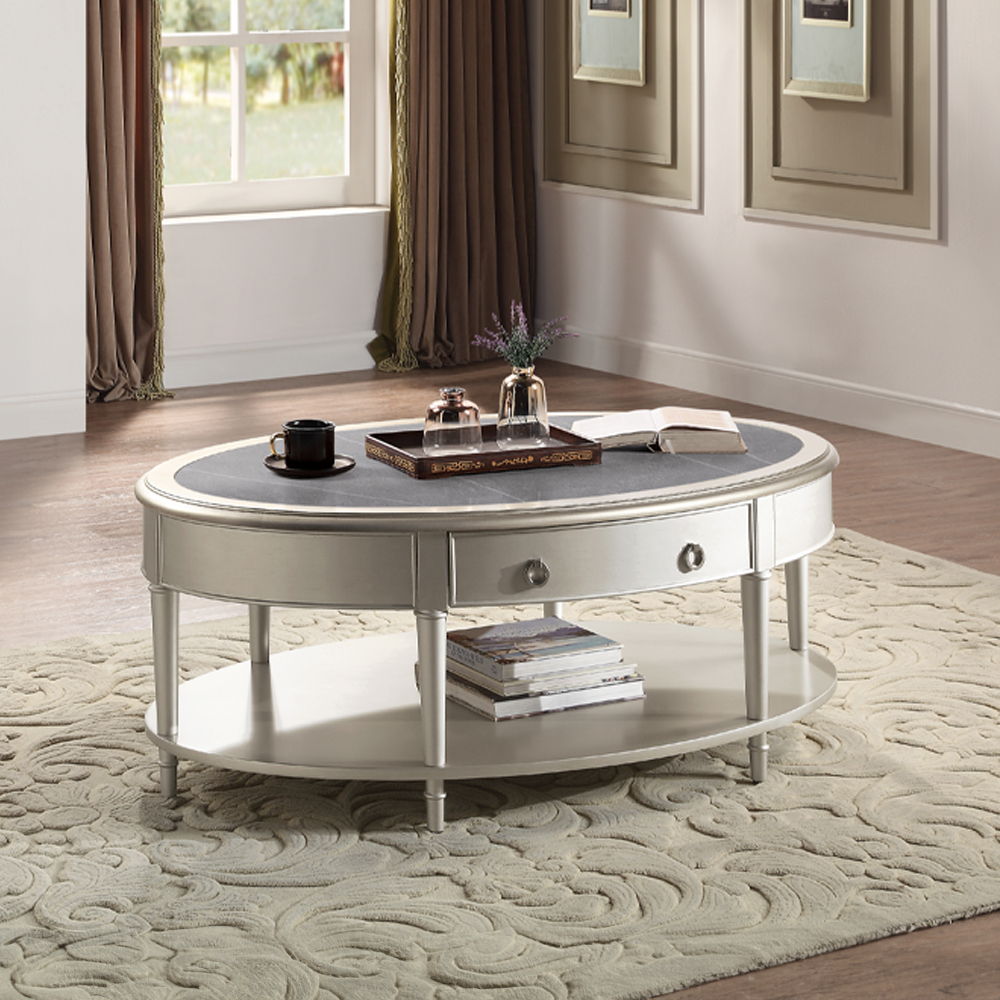 Kasa - Coffee Table - Sintered Stone Top & Champagne