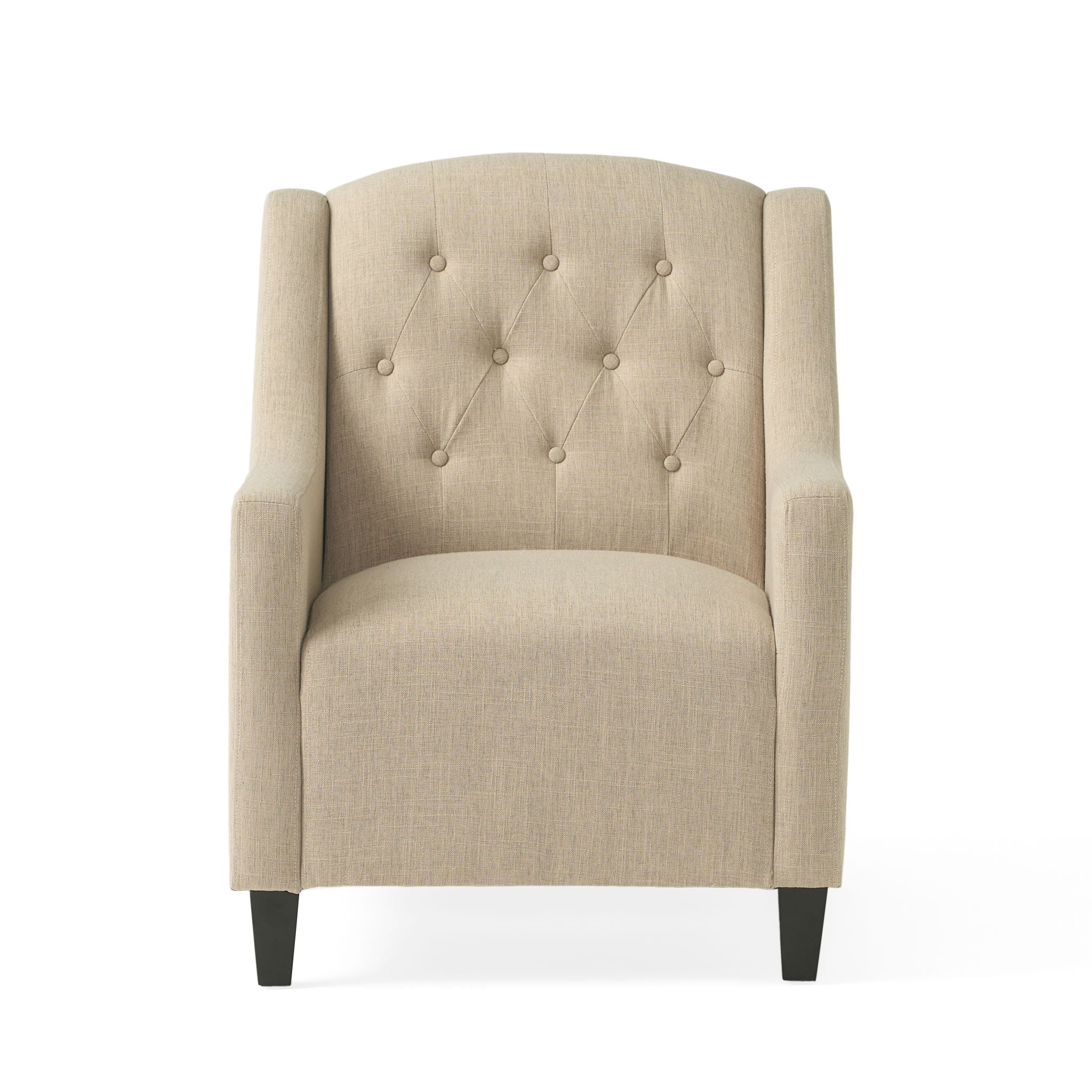Elegant Upholstered Armchair With Ottoman Set - Beige