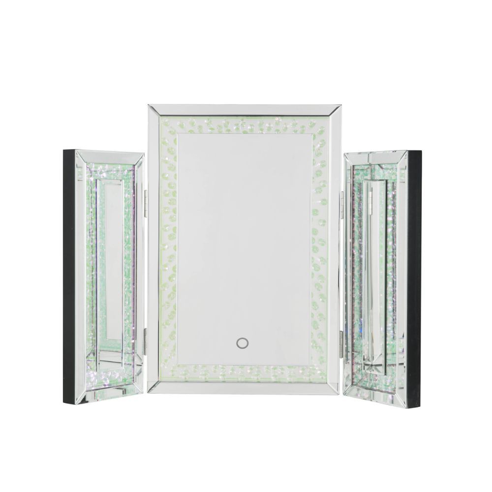 Nysa - Accent Mirror With LED - Mirrored & Faux Crystals