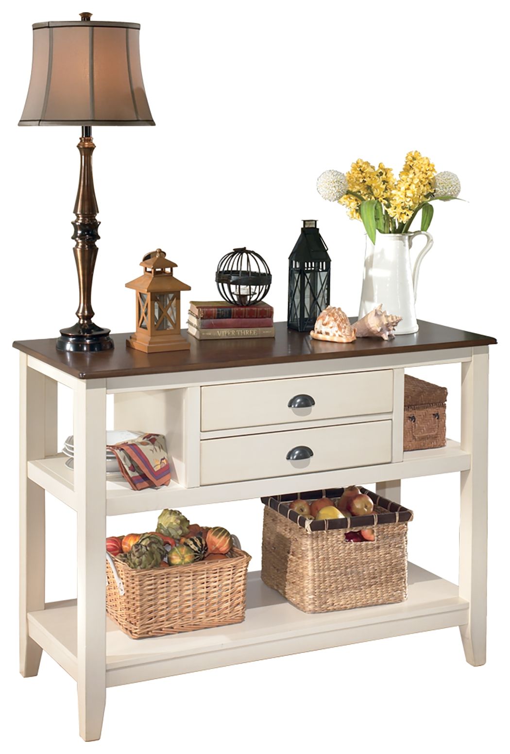 Ashley Furniture Whitesburg - Brown / Cottage White - Dining Room Server | Meri Furniture