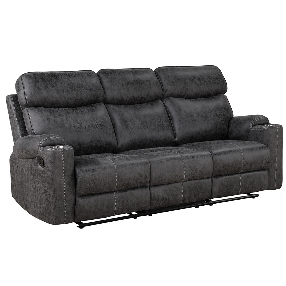 ACME Hirah - Motion Sofa - Dark Gray Polish Microfiber | Meri Furniture