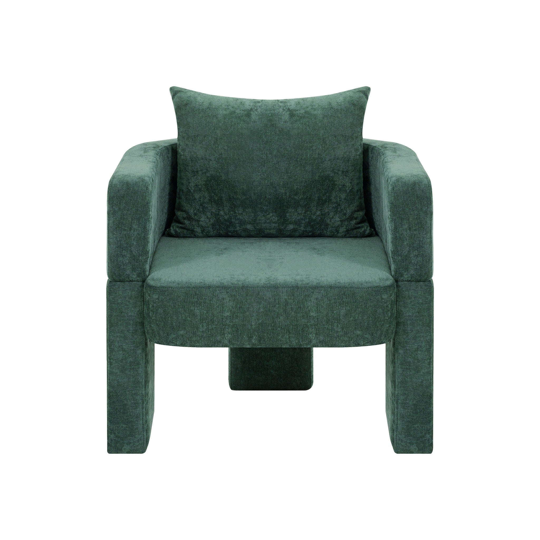 Modern 3 Leg Chenille Accent Chair With Ergonomic Arms & Removable Pillow