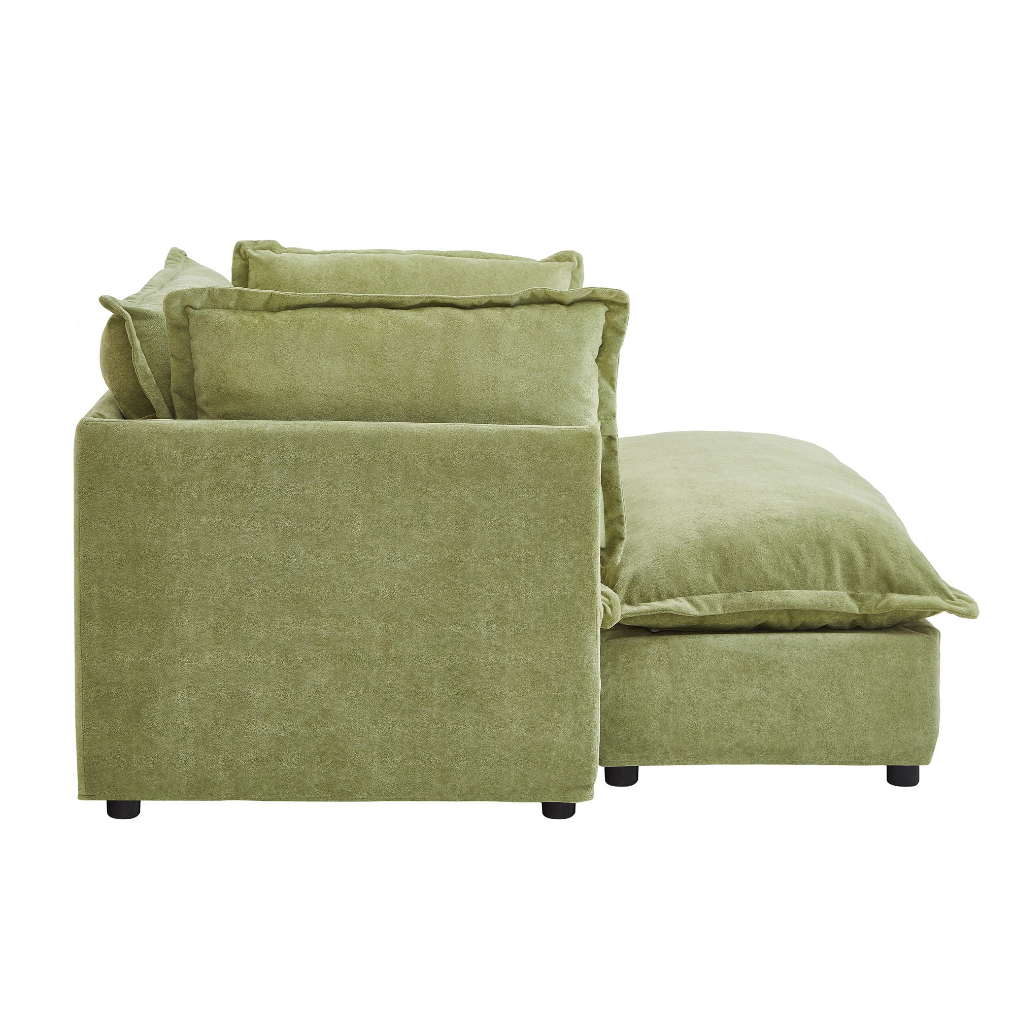 Modern Cozy Upholstered Armchair Sofa With Movable Ottoman