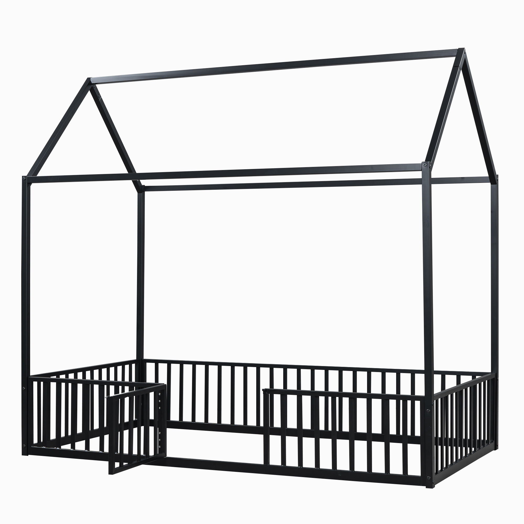 Metal House Bed With Fence And Door