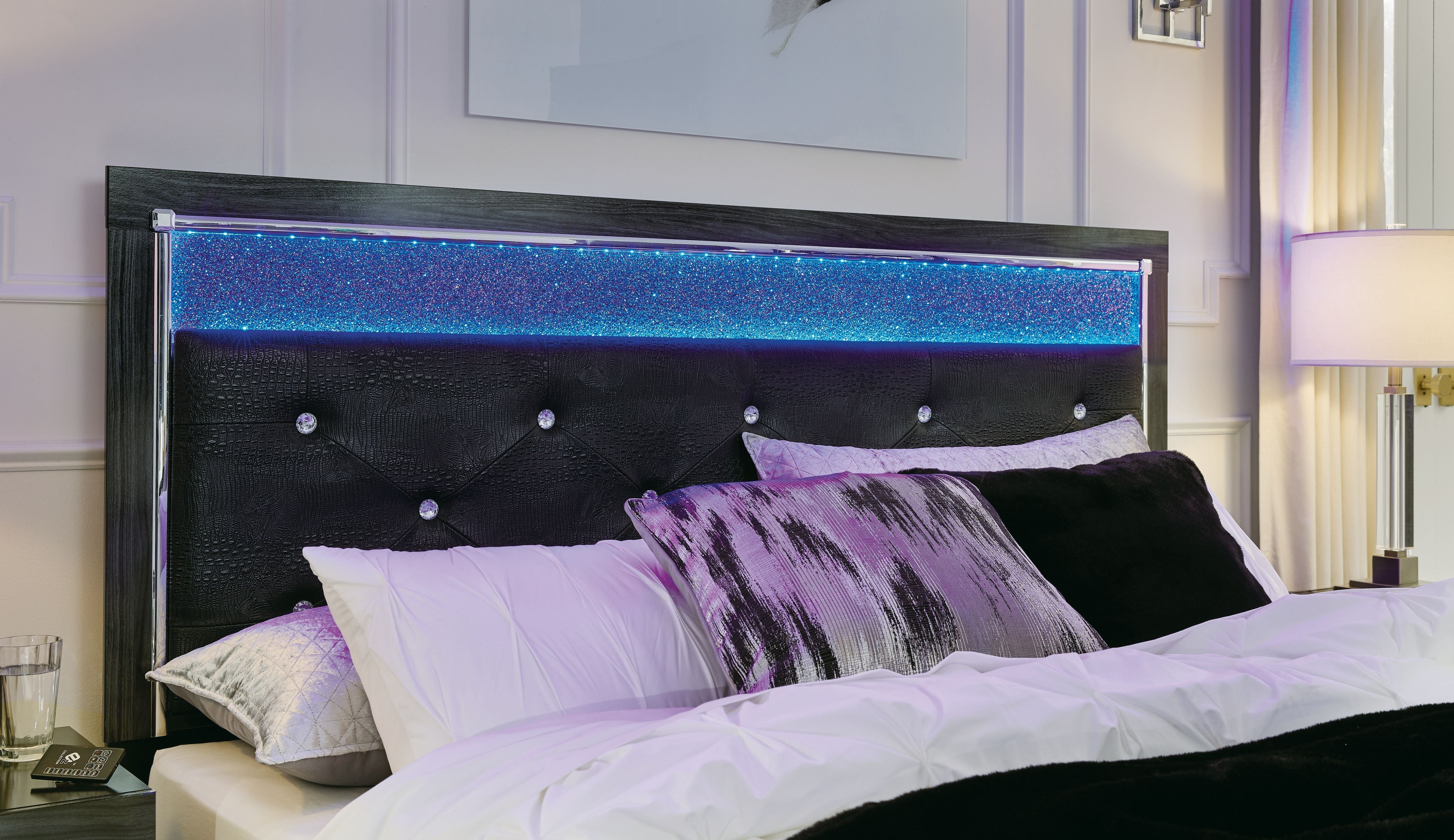 Signature Design by Ashley® Kaydell - Uph Panel Headboard - Glitter Details | Meri Furniture