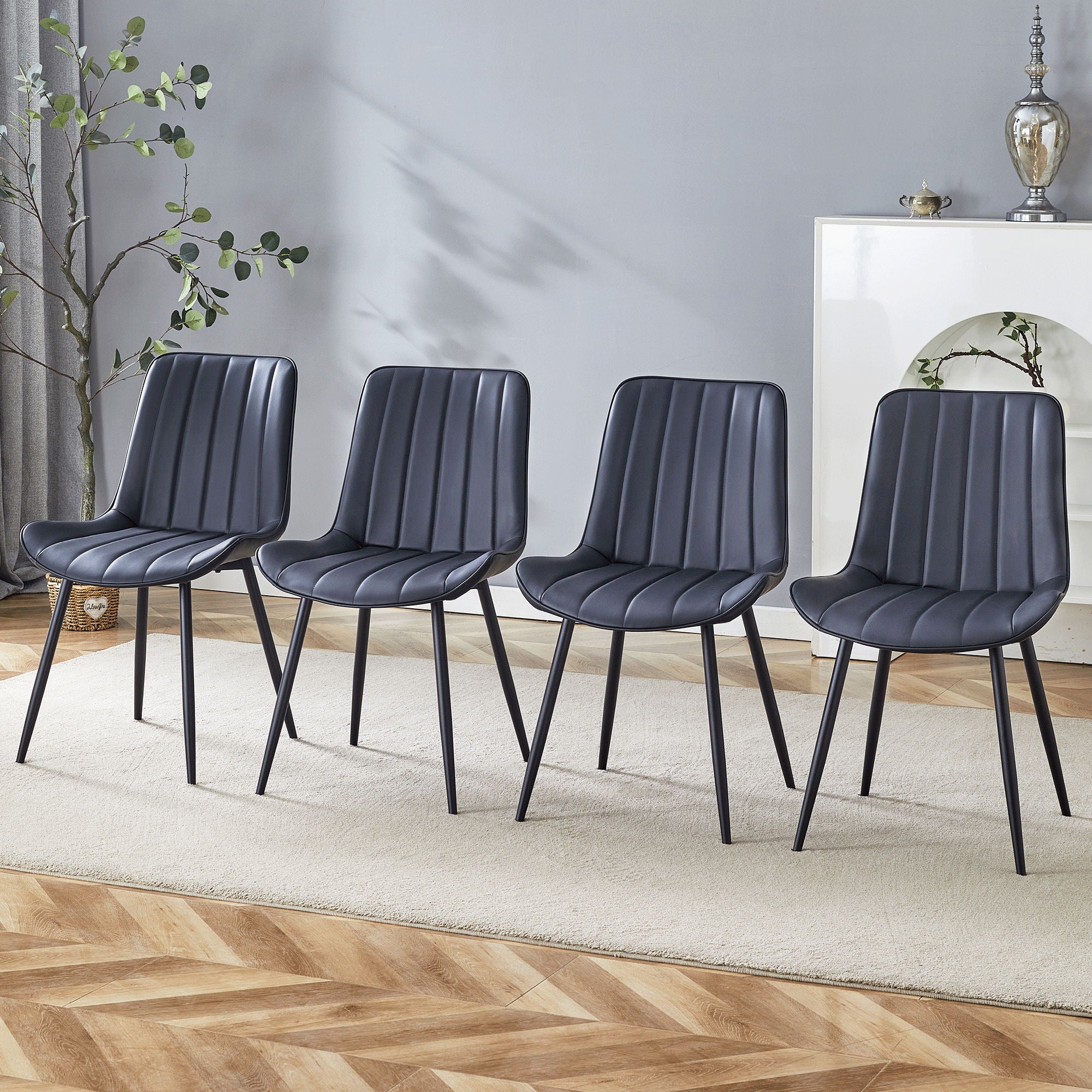Modern Style Extended Seat Cushion Dining Chair Set