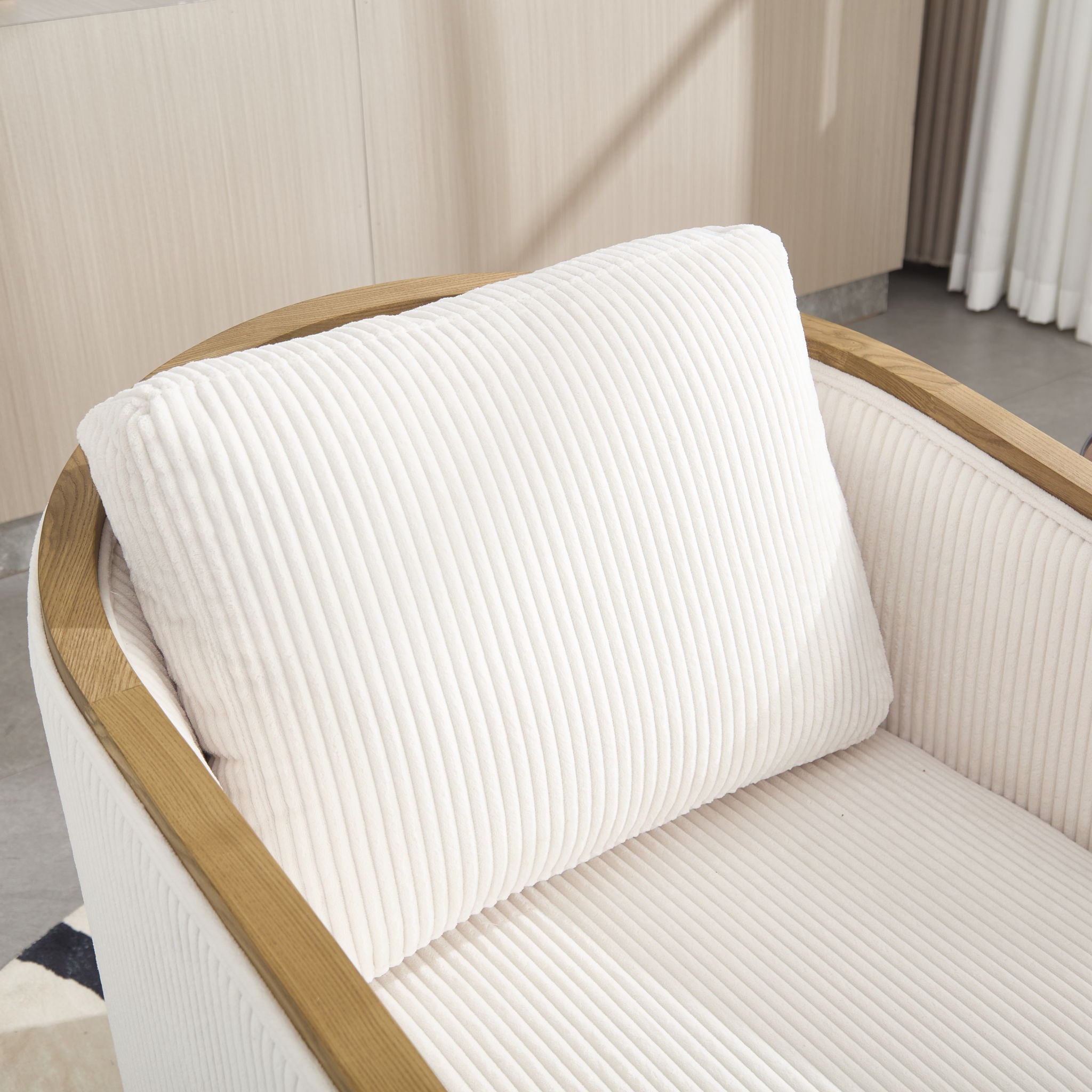 Corduroy Barrel Chair, 360 Degree Swivel