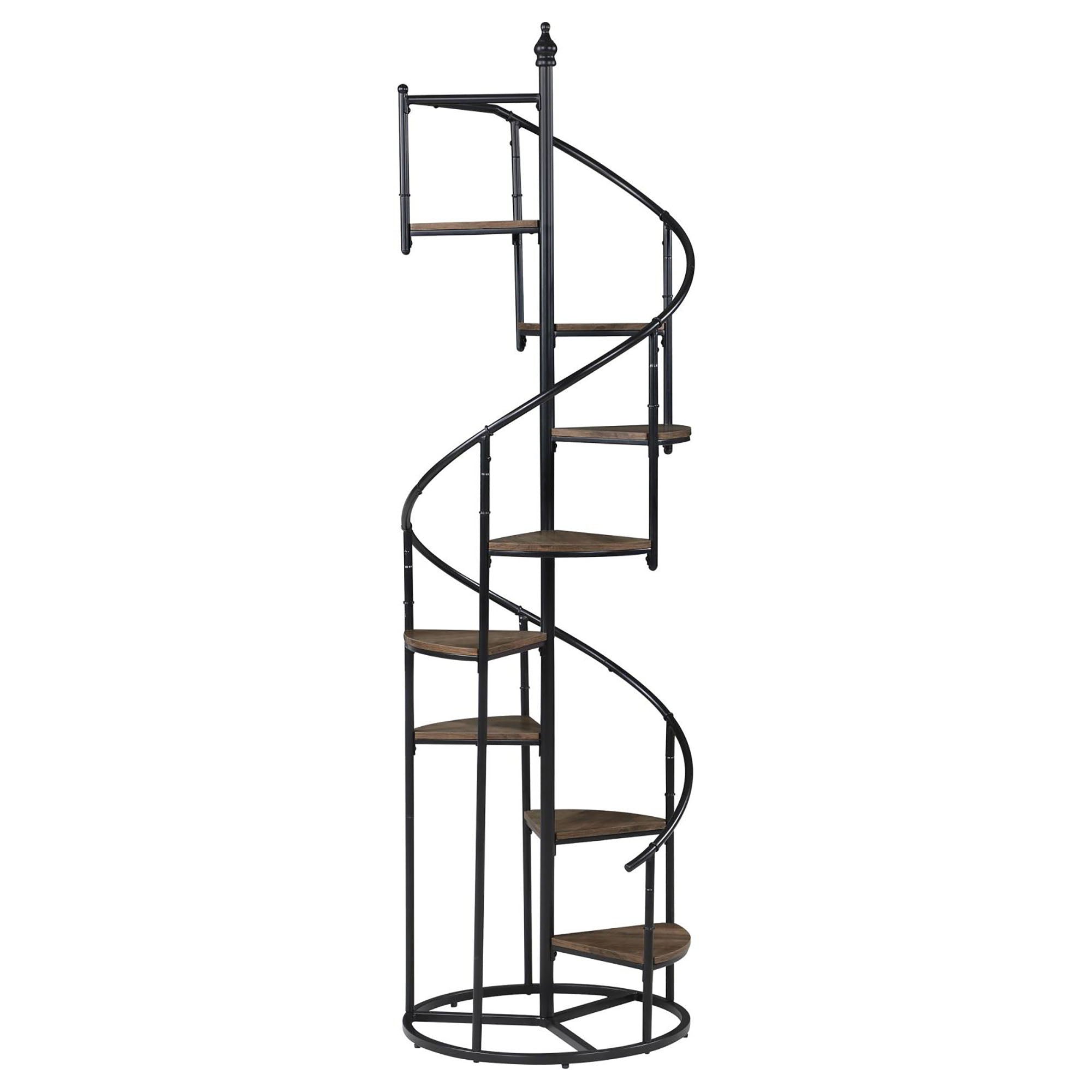 8 Shelf Staircase Bookcase Industrial Storage And Scratch Resistant Shelves - Brown