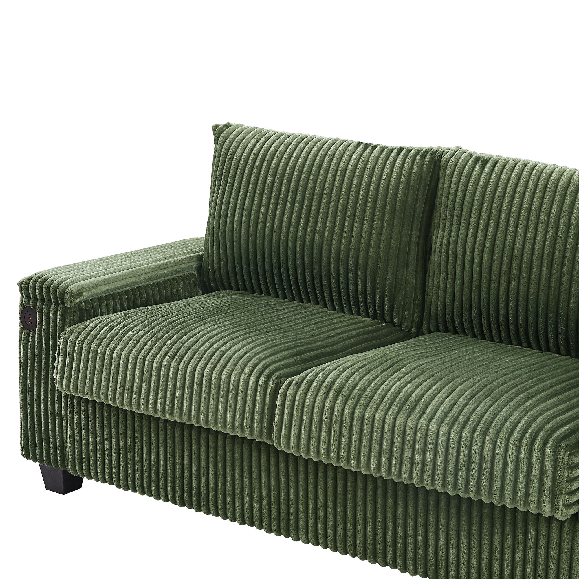 Modern 4 Seater Corduroy Sofa Couch With USB Ports And Hidden Storage