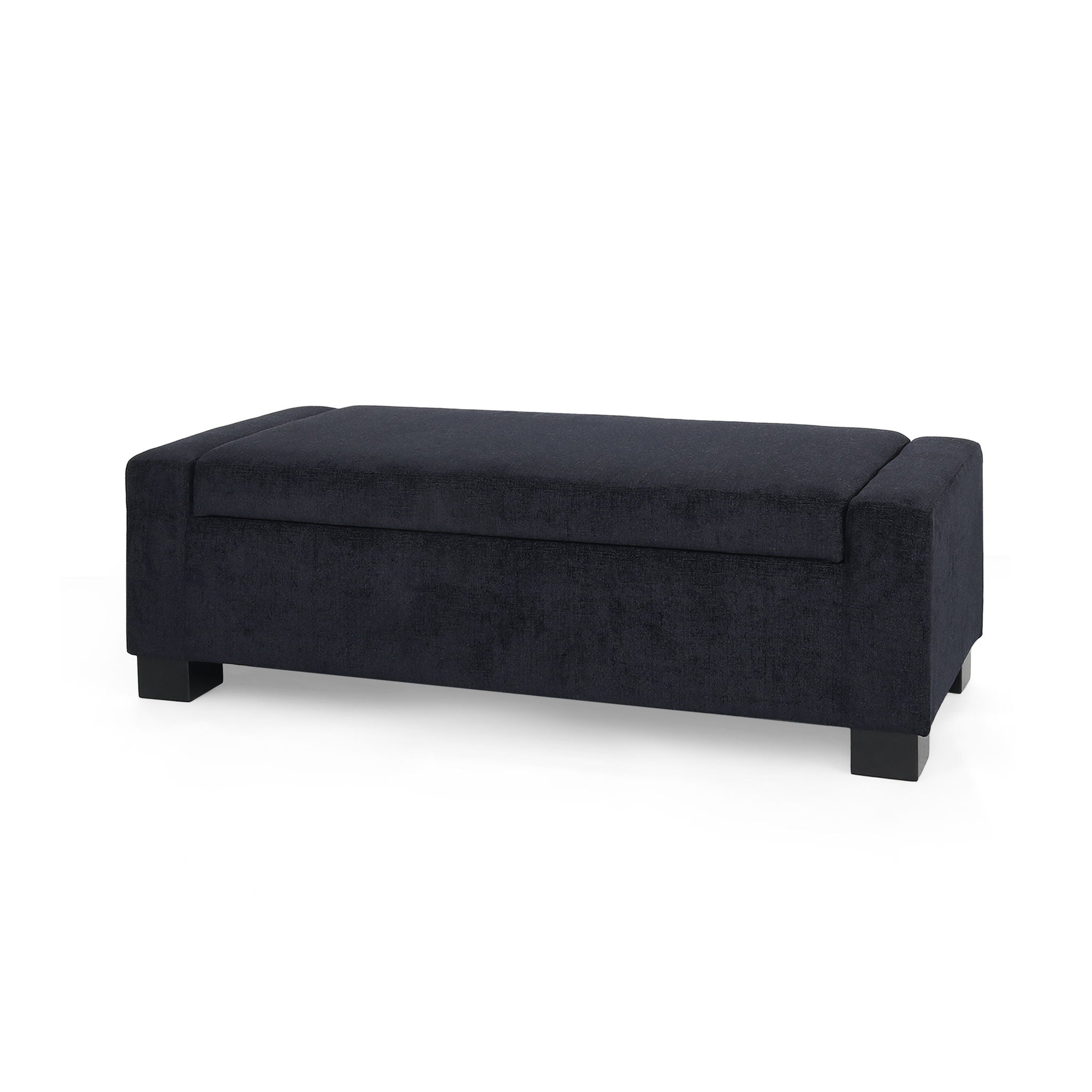 Textured Fabric Ottoman Bench With Hinged Lid