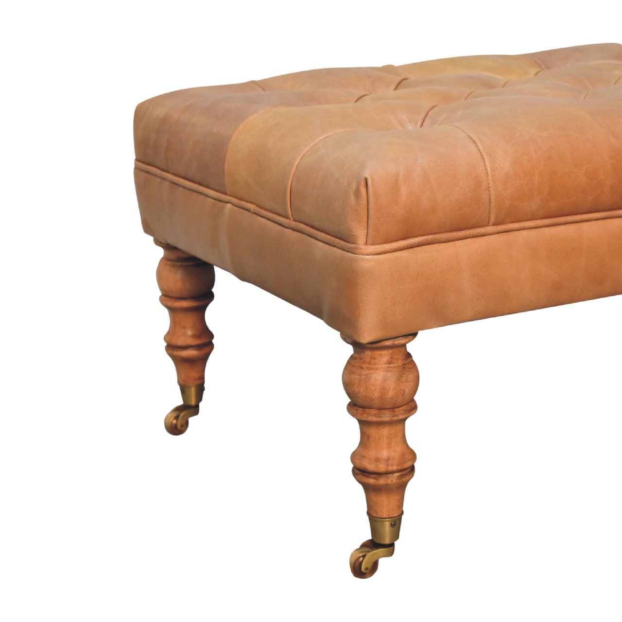 Buffalo - Leather Ottoman With Castor Legs