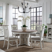 Liberty Furniture River Place - 5 Piece Pedestal Table Set - White | Meri Furniture