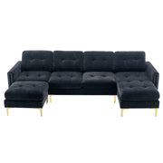Modern L - Shape Convertible Sectional Sofa With Movable Ottoman