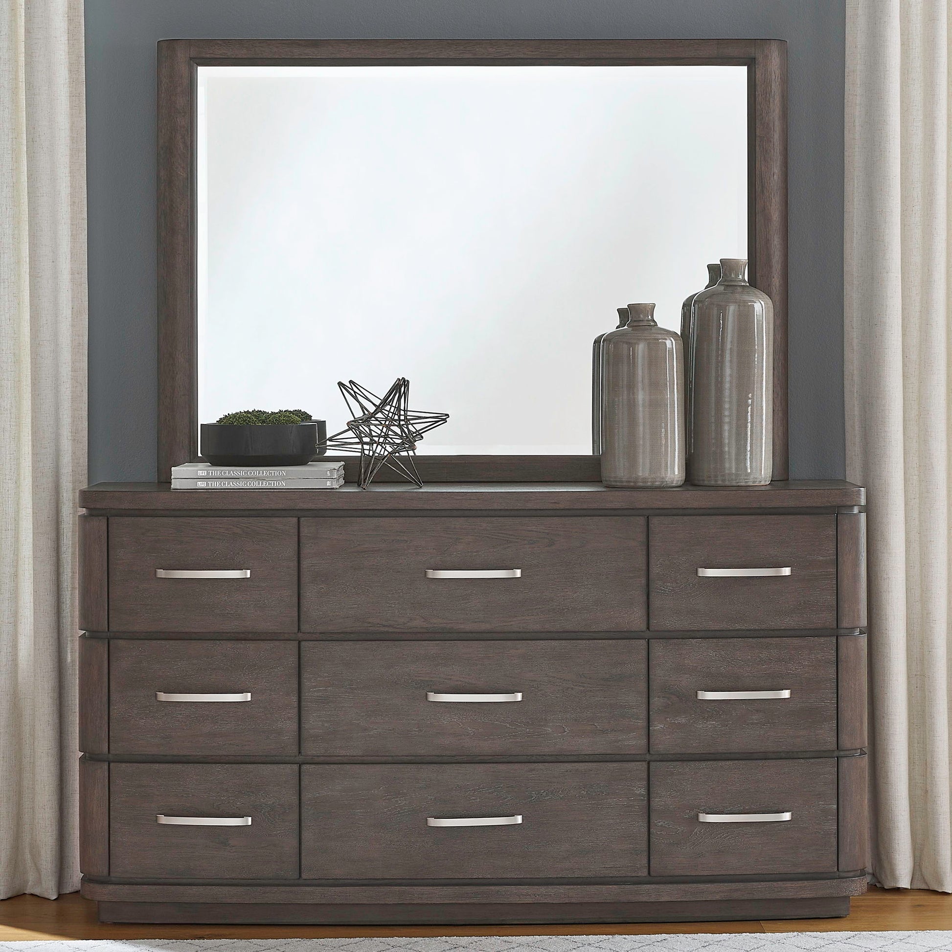 Liberty Furniture Cascade Falls - Dresser & Mirror - Satin Espresso | Meri Furniture