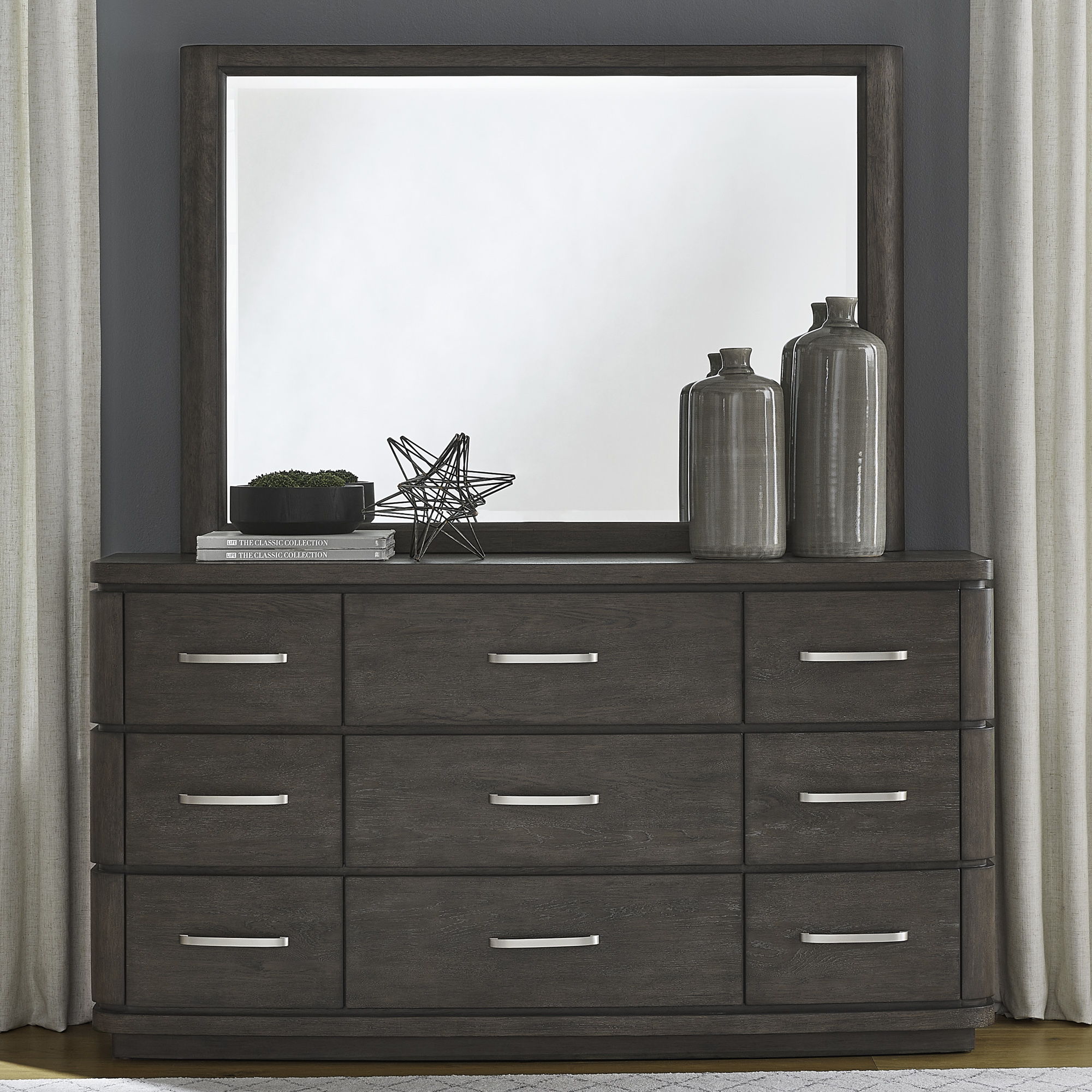 Liberty Furniture Cascade Falls - Dresser & Mirror - Satin Espresso | Meri Furniture