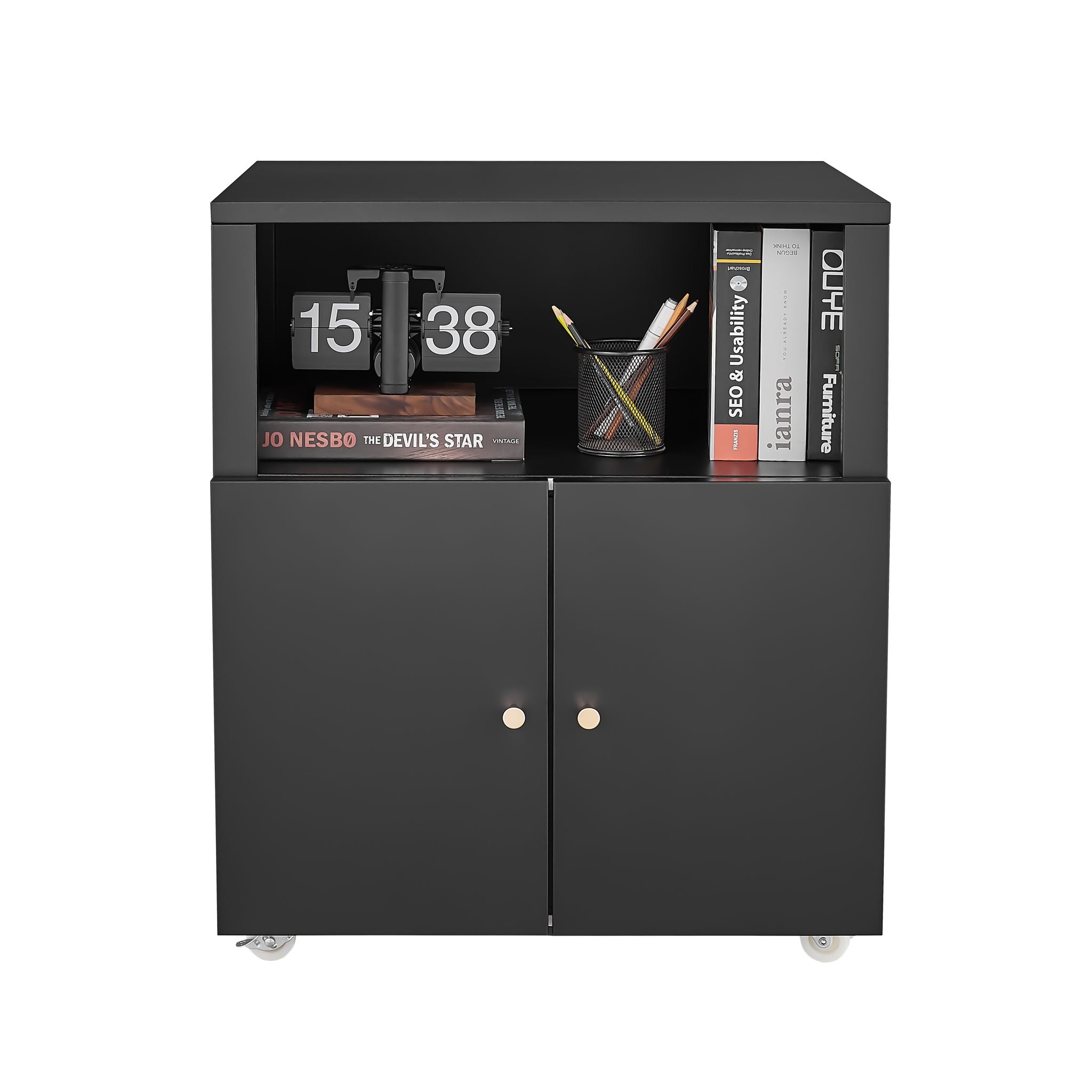 Home Office Printer Stand With Wheels And File Cabinet