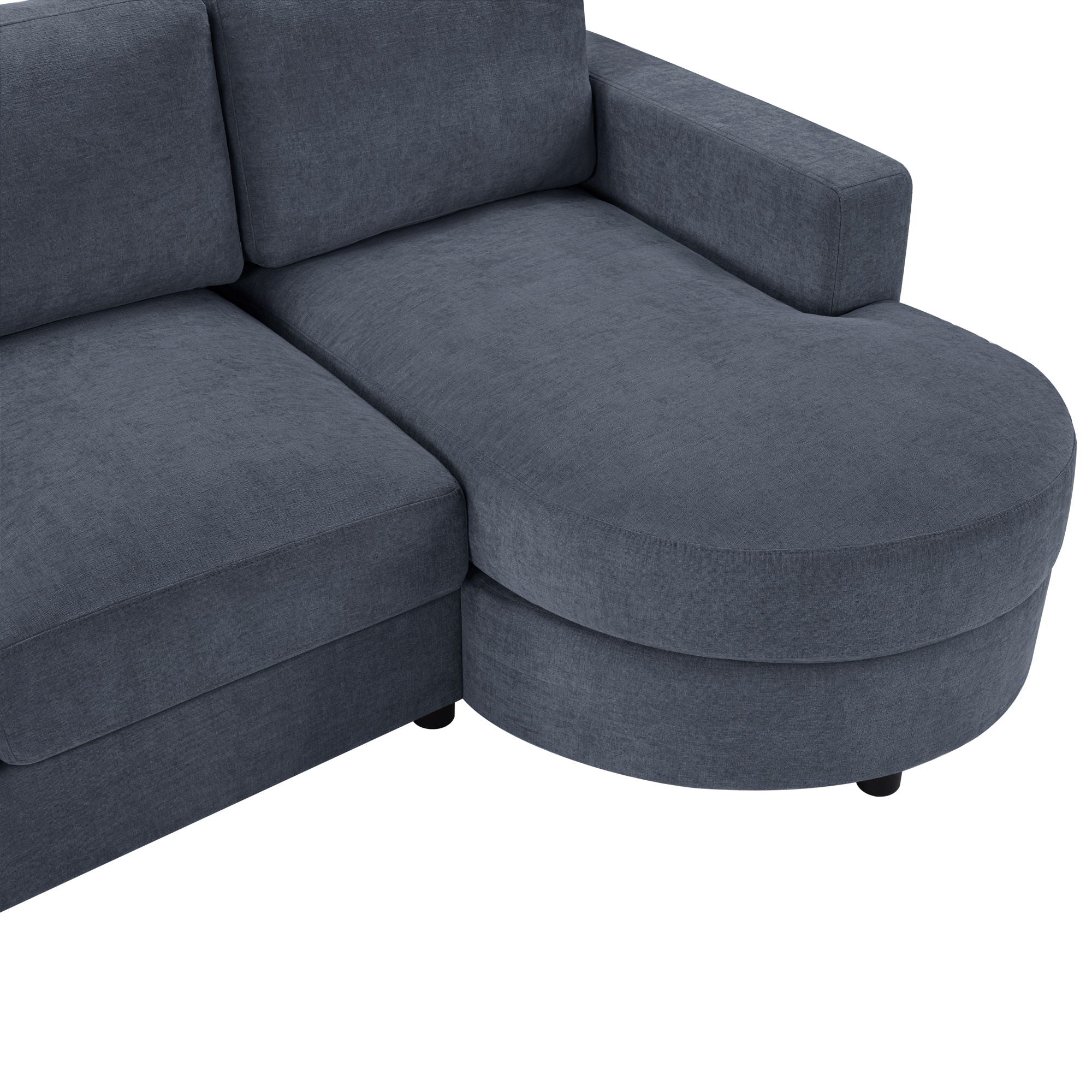 Modern L-Shaped Sectional Sofa With Curved Chaise, USB Ports, And Side Storage Pockets