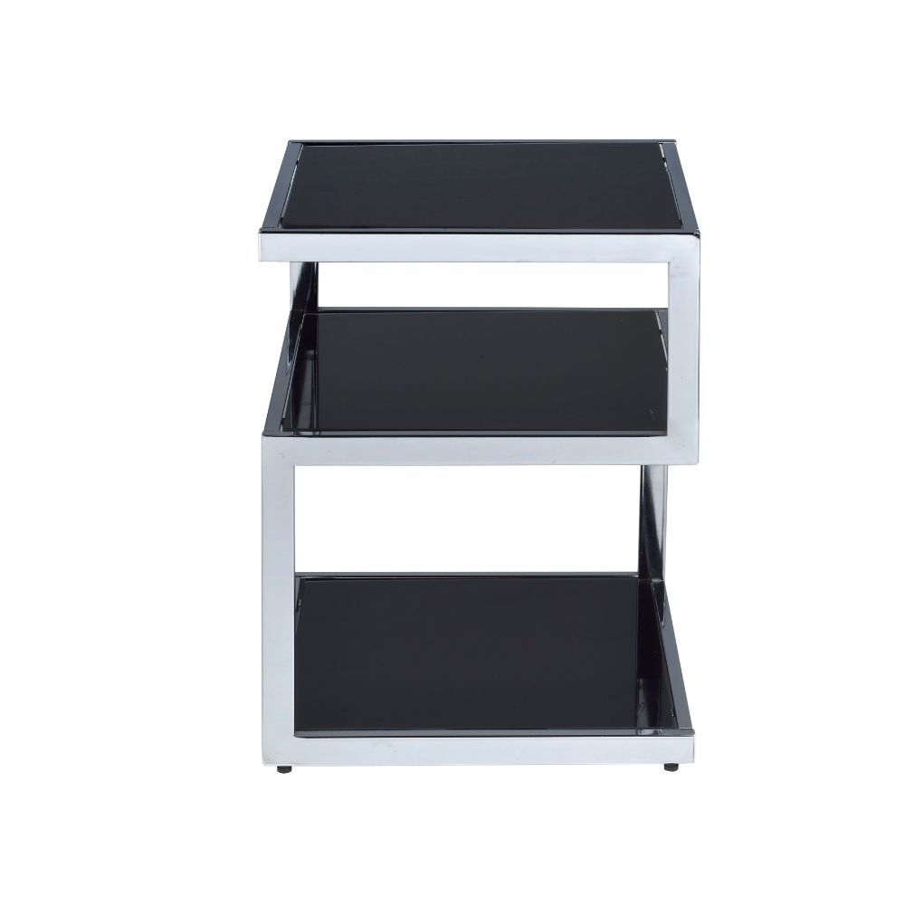 ACME The Alyea occasional table collection its a balancing act of sorts. This unique table is fun and functional, features shelves design. The mix of glass and metal make this a wonderful addition. | Meri Furniture