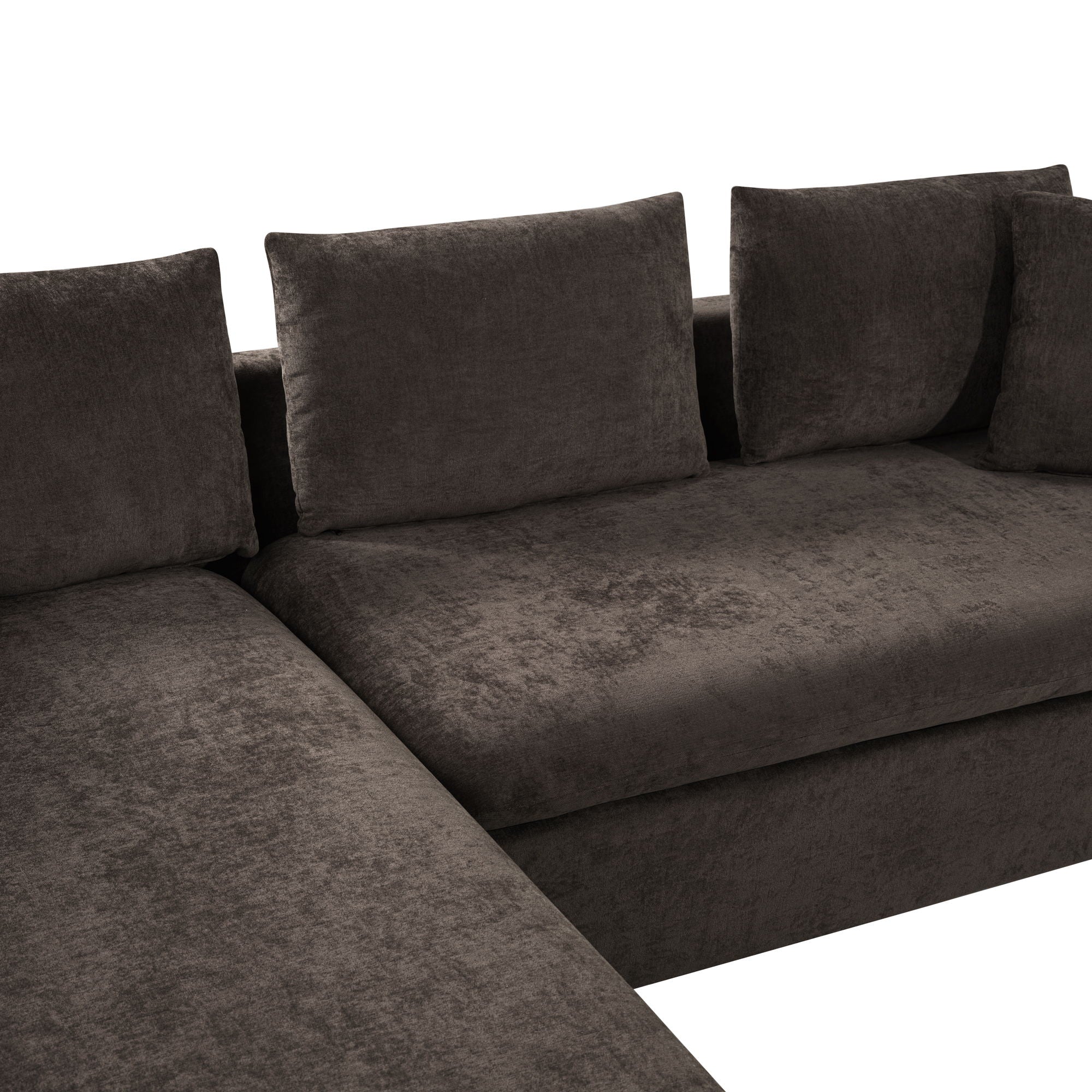 Modern L Shaped Sectional Sofa With Chenille Upholstery And Wooden Storage