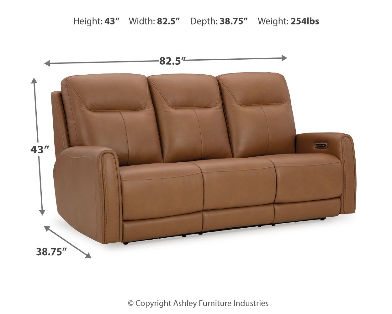 Signature Design by Ashley® Tryanny - Butterscotch - Power Reclining Sofa With Adj Headrest | Meri Furniture