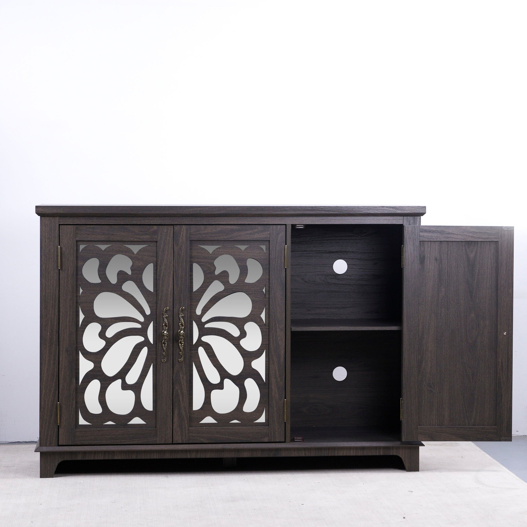 3 Door Mirrored Sideboard Cabinet With Adjustable Shelves